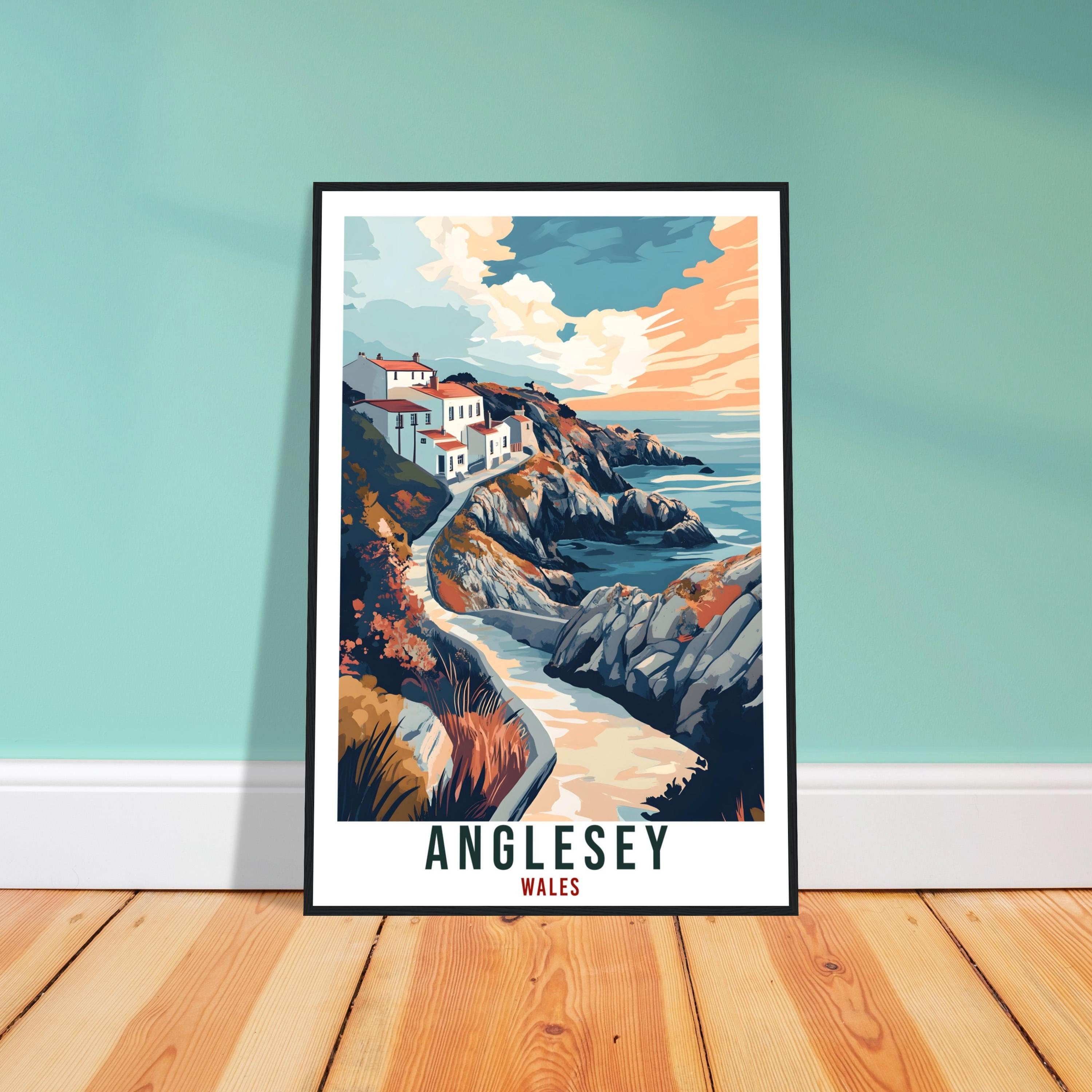 Anglesey Travel Print Wales Home Decor Anglesey Wall Art Wall Hanging Art Lover Wales Artwork Travel Poster Anglesey Travel Art Gift