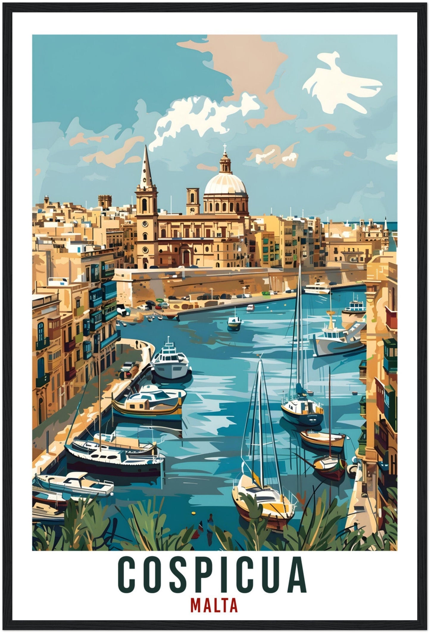 Cospicua Travel Print Malta Wall Art Wall Hanging Home Living Décor Cospicua Gift Art Lovers Gift Malta Artwork Gift Malta Travel Poster