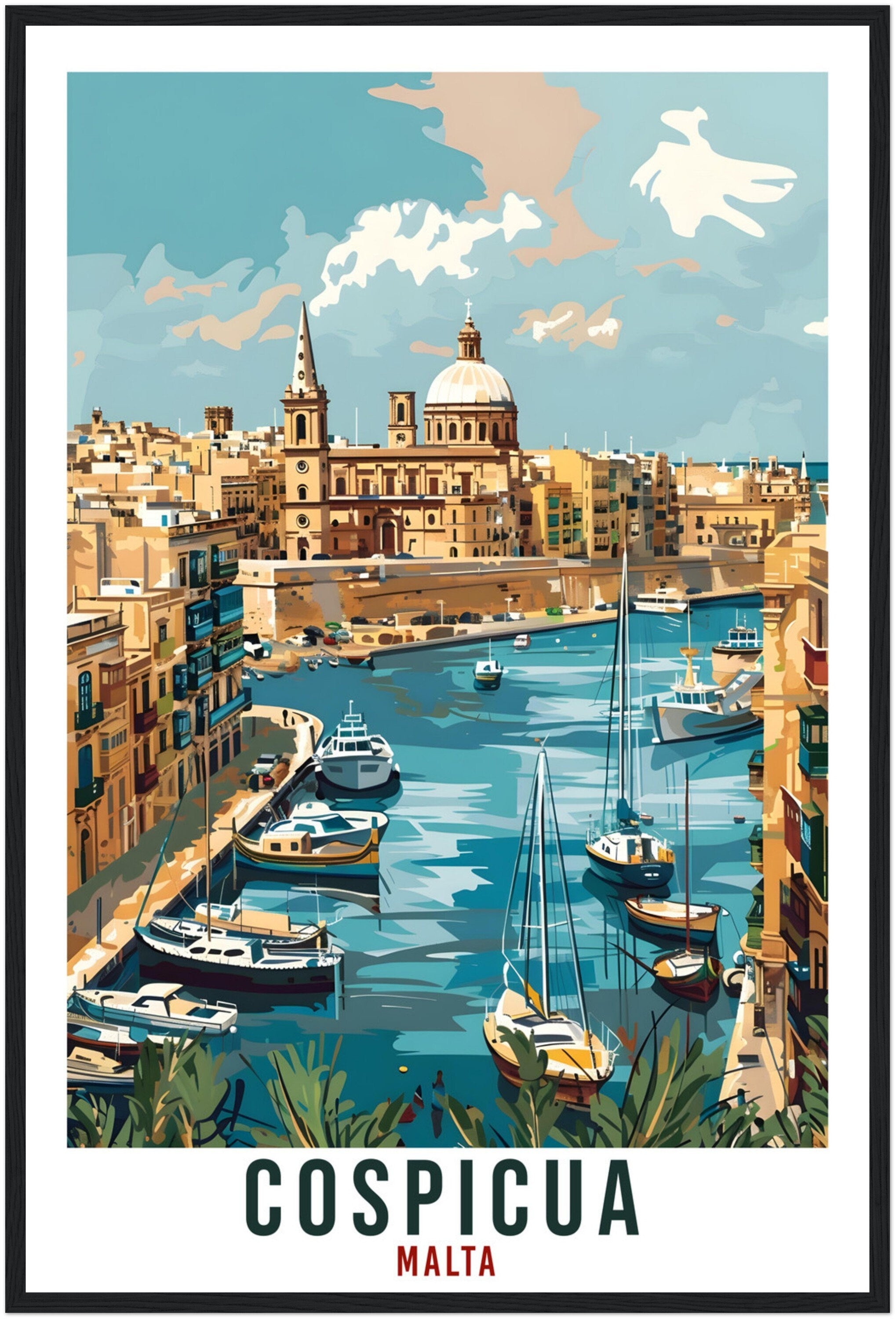 Cospicua Travel Print Malta Wall Art Wall Hanging Home Living Décor Cospicua Gift Art Lovers Gift Malta Artwork Gift Malta Travel Poster