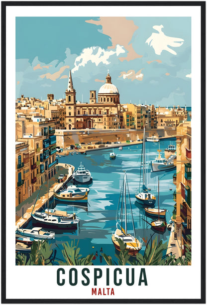 Cospicua Travel Print Malta Wall Art Wall Hanging Home Living Décor Cospicua Gift Art Lovers Gift Malta Artwork Gift Malta Travel Poster