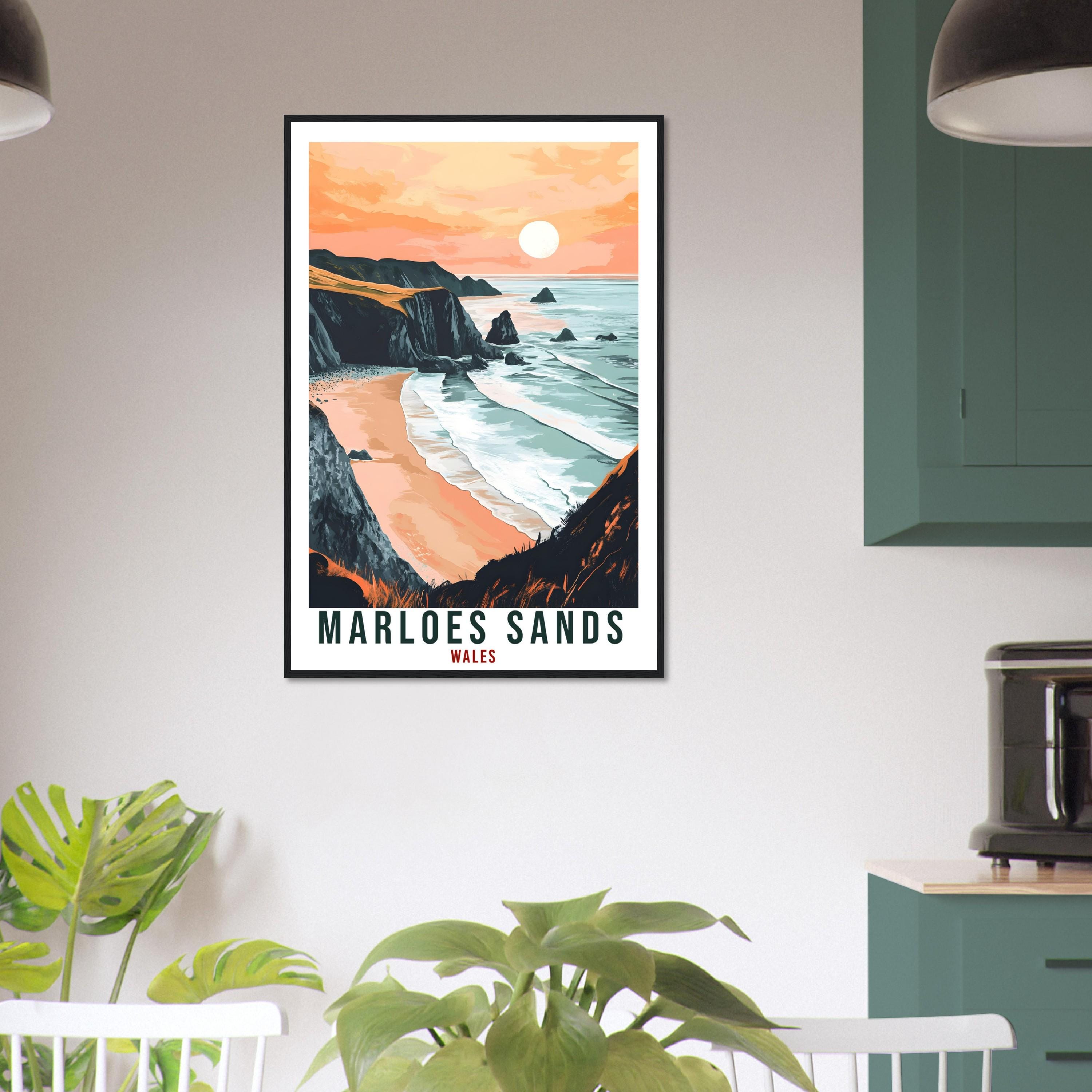 Marloes Sands Travel Print Wales Home Decor Marloes Sands Wall Art Wall Hanging Art Lover Wales Artwork Travel Poster Marloes Sands Art Gift