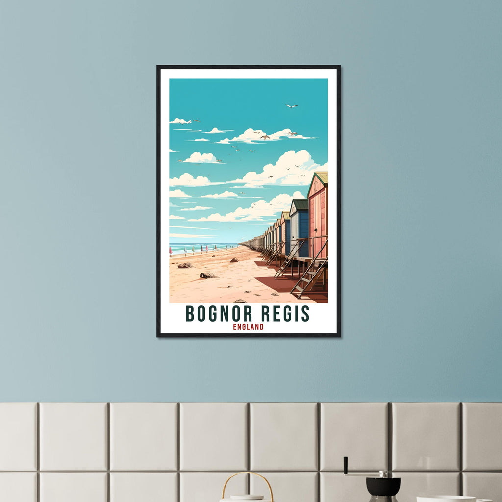 Bognor Regis Beach Travel Print English Home Decoration Wall Art Gift Wall Hanging Art Lover Artwork England Bognor Regis Travel Poster