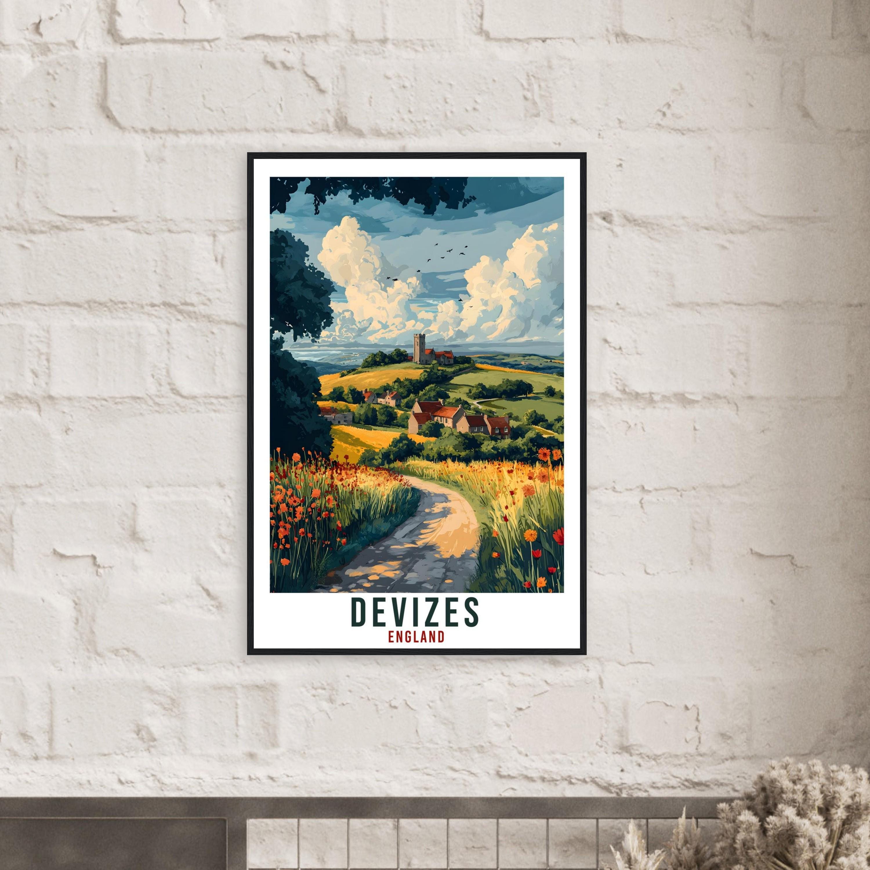 Devizes Travel Print England Home Decor Devizes Wall Art Gift Wall Hanging Art Lover Devizes England Artwork Travel Poster UK Travel Art