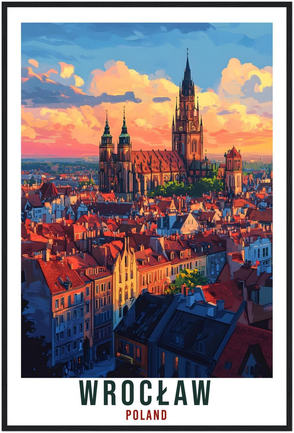 Wrocław Travel Print Poland Home Decor Wrocław Wall Art Gift Wall Hanging Art Lover Wrocław Polish Artwork Travel Poster Poland Travel Art