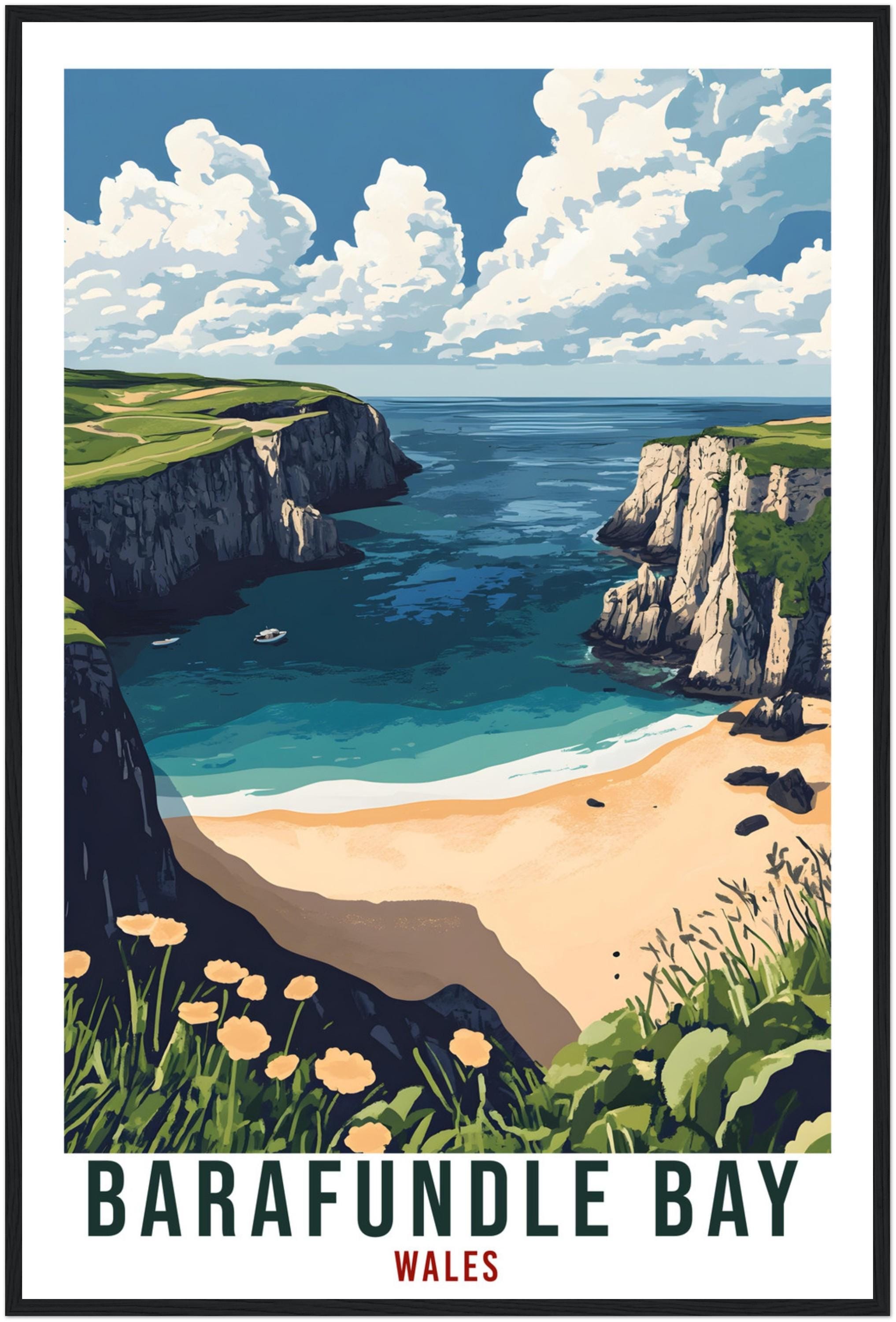 Barafundle Bay Travel Print Wales Home Decor Barafundle Bay Wall Art Wall Hanging Art Lover Wales Artwork Travel Poster Barafundle Bay Art