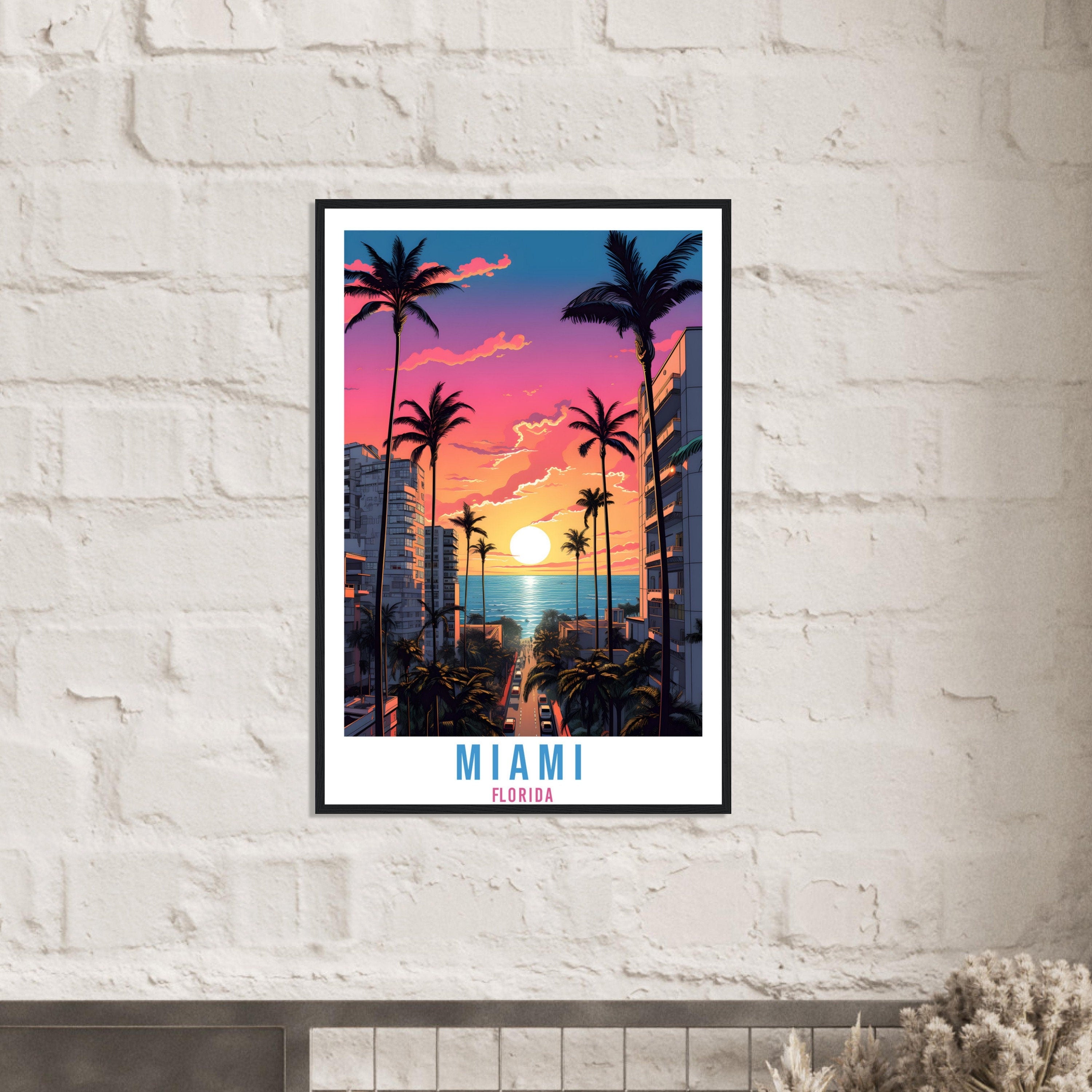 Miami Travel Print Wall Miami Florida Sunset Wall Hanging Travel Poster Miami City Landscape Florida Home Decor Florida Gift Travel Art
