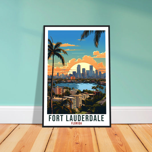 Fort Lauderdale Travel Print Florida Home Decoration USA Wall Art Gift Wall Hanging Art Lover Florida Artwork Fort Lauderdale Travel Poster