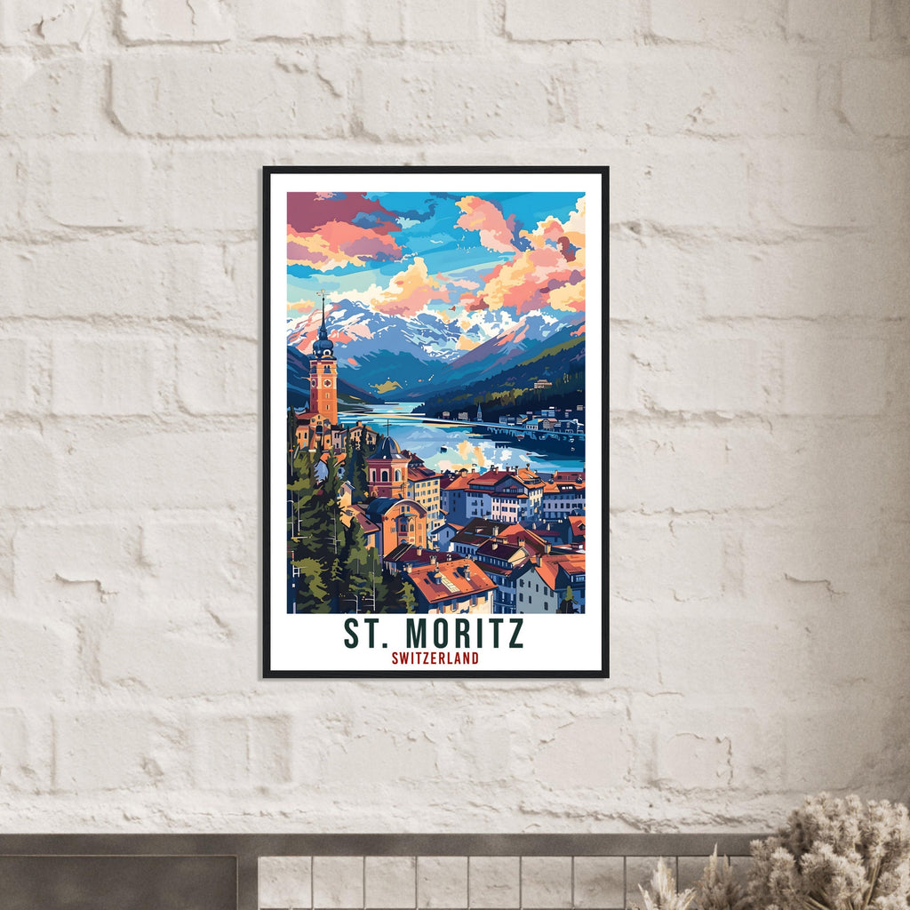 St Moritz Travel Print Swiss Wall Art Wall Hanging Home Living Décor St Moritz Gift Art Lovers Switzerland Artwork Gift Swiss Travel Poster