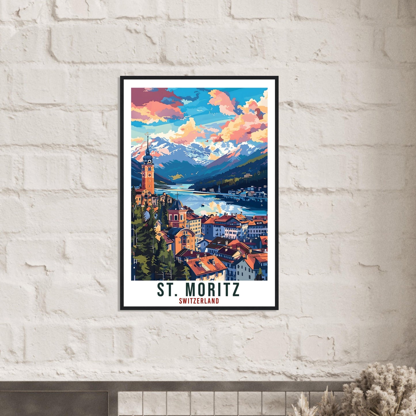 St Moritz Travel Print Swiss Wall Art Wall Hanging Home Living Décor St Moritz Gift Art Lovers Switzerland Artwork Gift Swiss Travel Poster