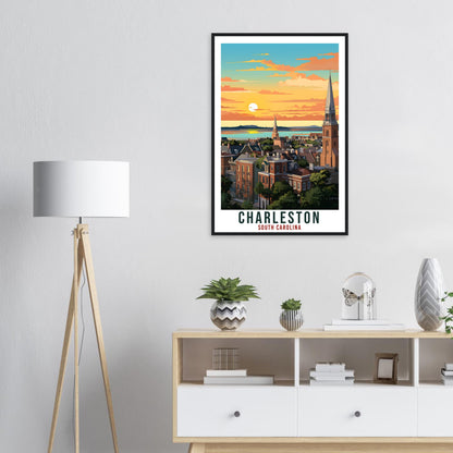 Charleston Travel Print South Carolina Home Decor USA City Wall Art Wall Hanging Art Lover South Carolina Artwork Charleston Travel Poster