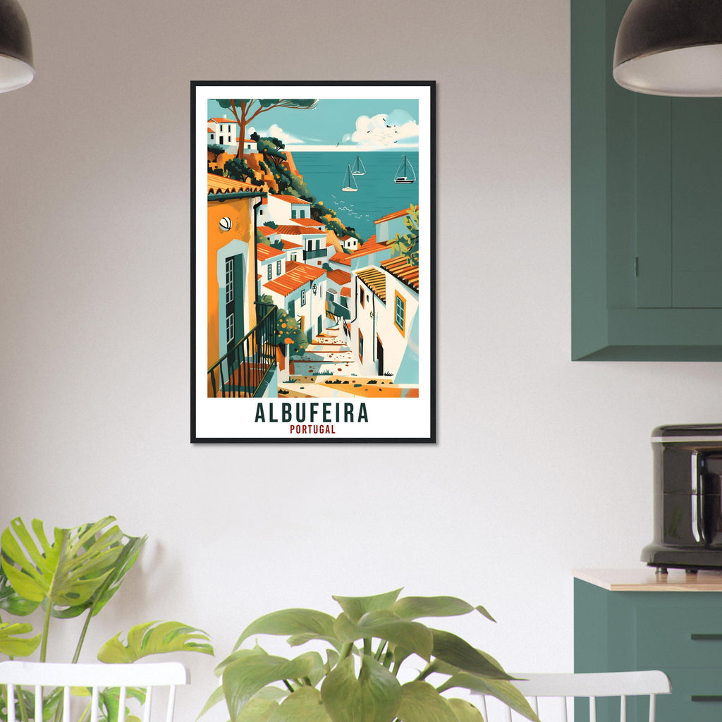 Albufeira Travel Print Portugal Wall Art Wall Hanging Home Décor Albufeira Gift Portugal Landmark Artwork Gift Portugal Travel Poster