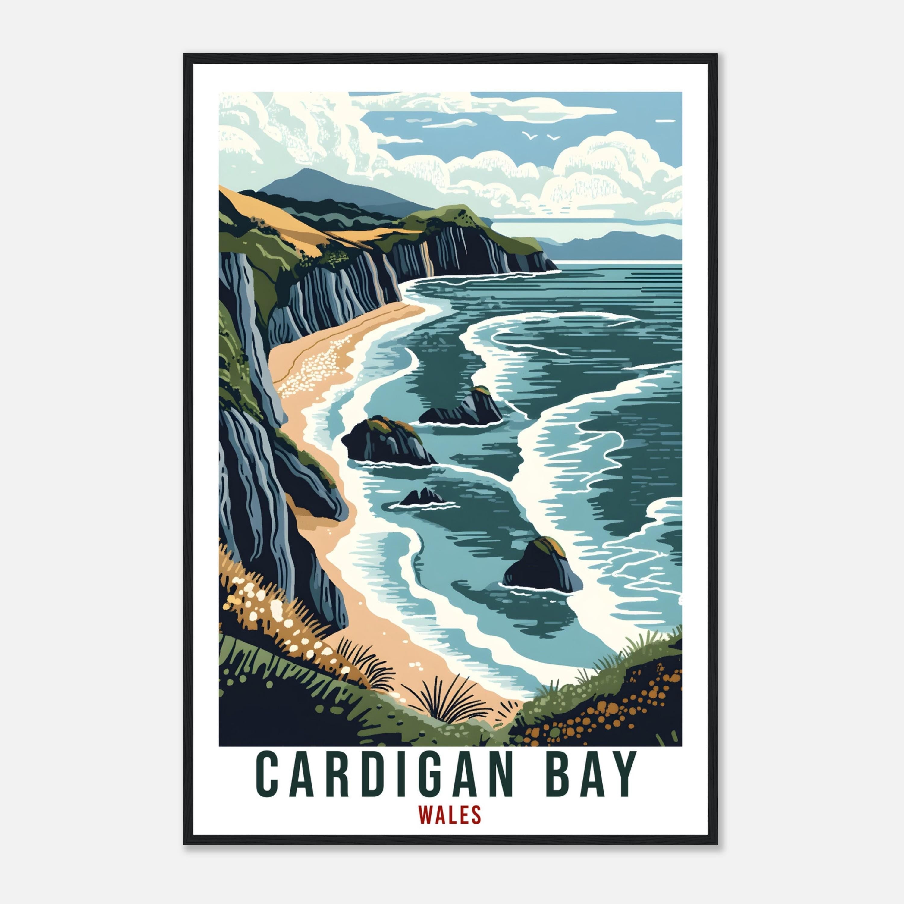 Cardigan Bay Travel Print Wales Home Decor Cardigan Bay Wall Art Wall Hanging Art Lover Wales Artwork Travel Poster Cardigan Bay Travel Art
