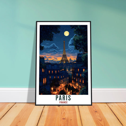 Paris Travel Print Eiffel Tower At Night Home Decor Paris Wall Art Gift Wall Hanging Art Lover Paris France Artwork Travel Poster Travel Art