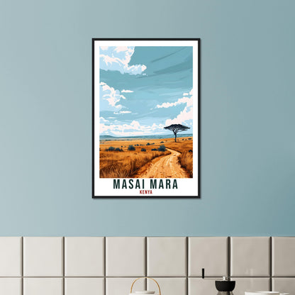 Masai Mara Kenya Travel Print Wall Art Wall Hanging Home Décor Masai Mara Safari Art Lovers Kenya Artwork Gift Print African Landmark Poster