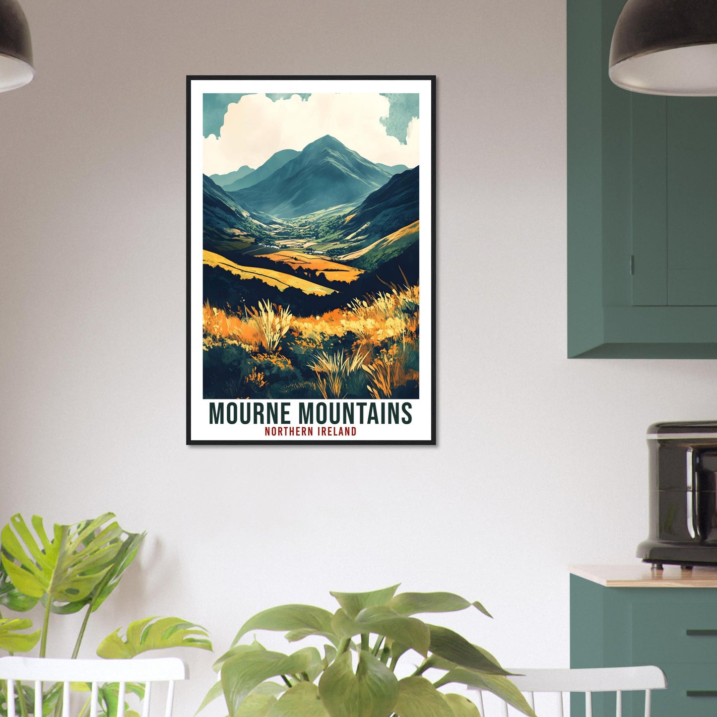 Mourne Mountains Travel Print Northern Ireland Decor PLACE Wall Art Wall Hanging Art Lover Irish Artwork Travel Poster The Mournes Irish Art