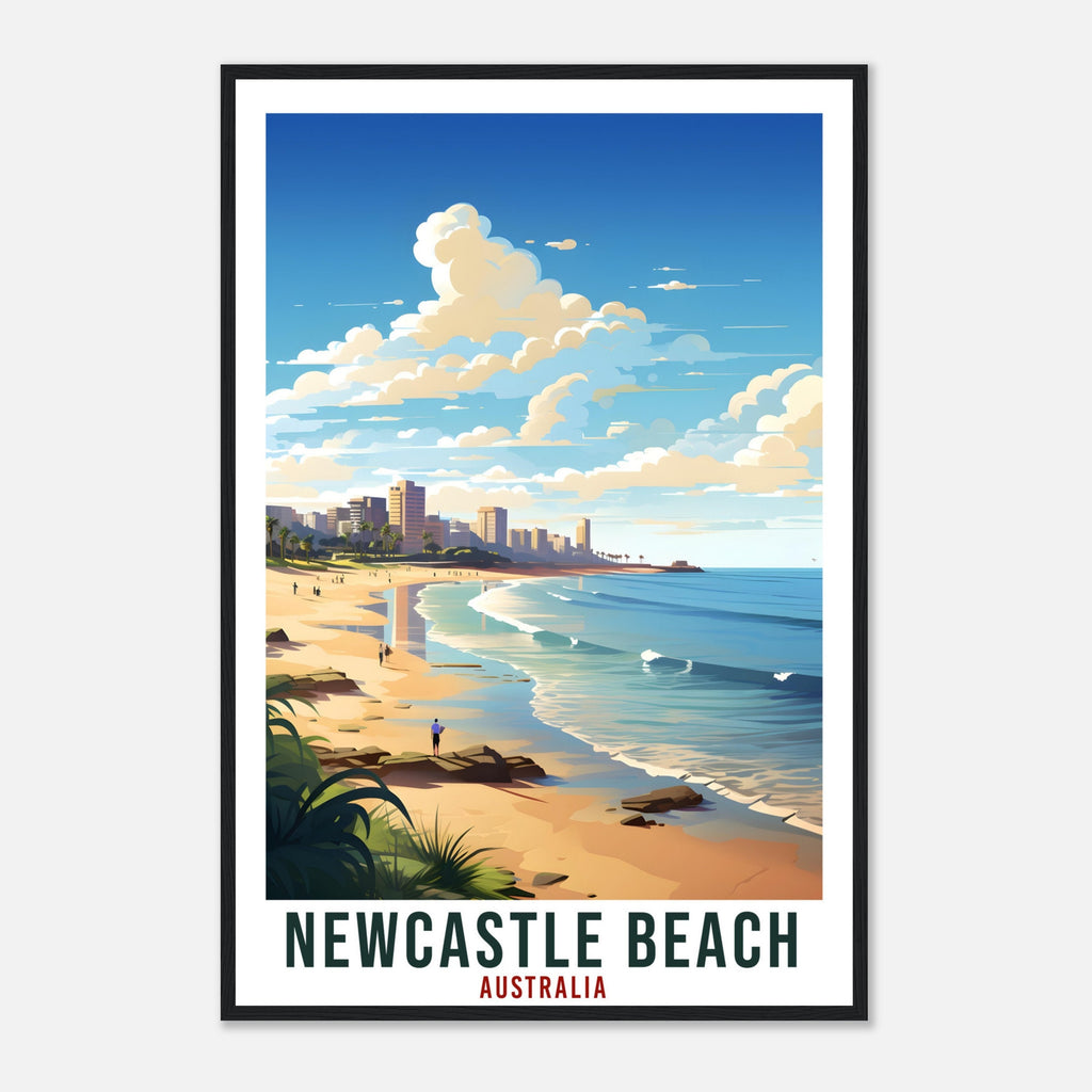 Newcastle Beach Travel Poster Wall Art Newcastle Australia Artwork Wall Hanging Newcastle Beach Travel Print Australian Art Lovers Gift