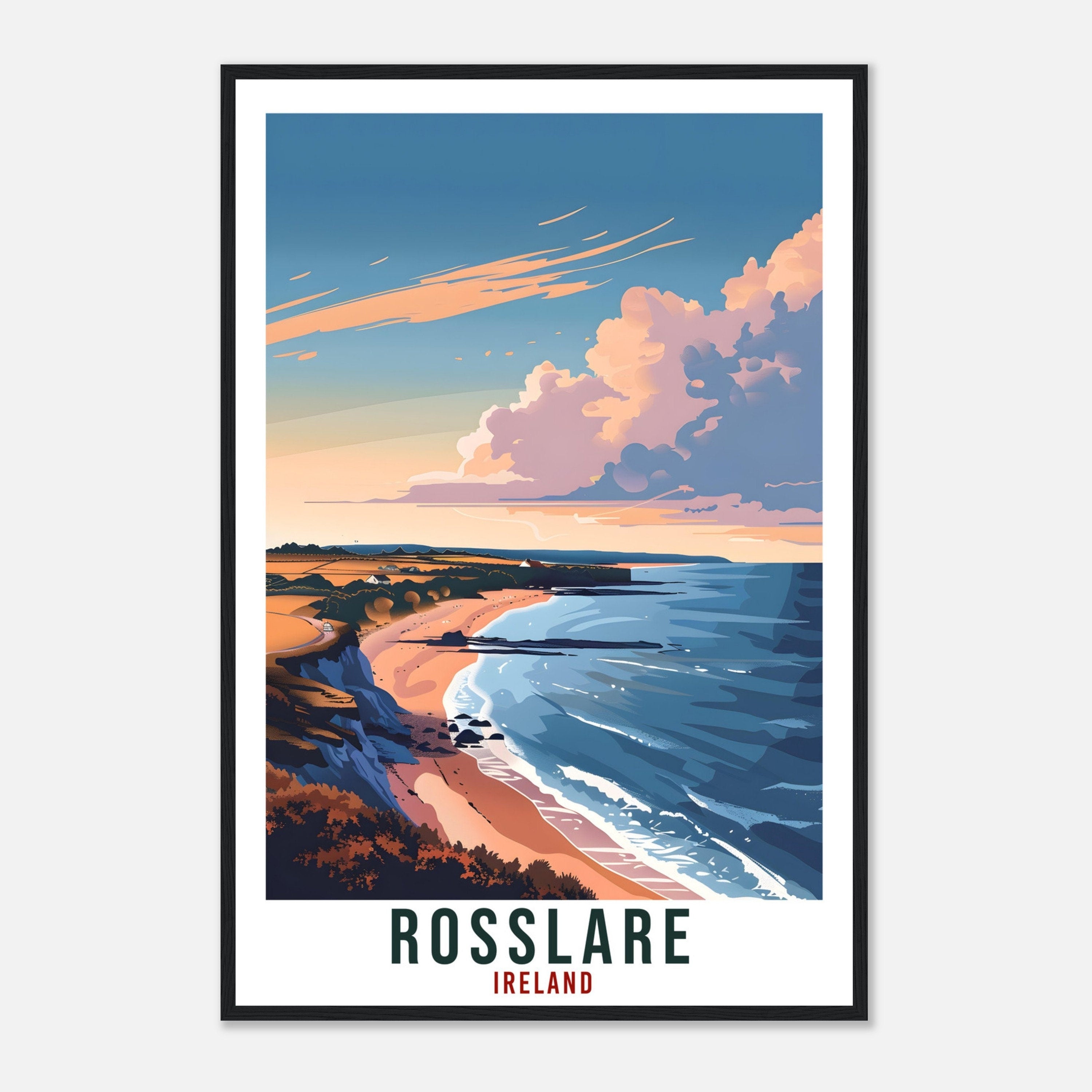 Rosslare Travel Print Ireland Wall Art Wall Hanging Home Living Décor Rosslare Gift Art Lovers Gift Irish Artwork Gift Ireland Travel Poster