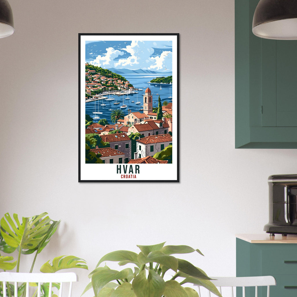 Hvar Travel Print Croatia Wall Art Wall Hanging Home Décor Hvar Gift Croatia Landmark Artwork Gift Croatia Holiday Travel Poster Hvar Island