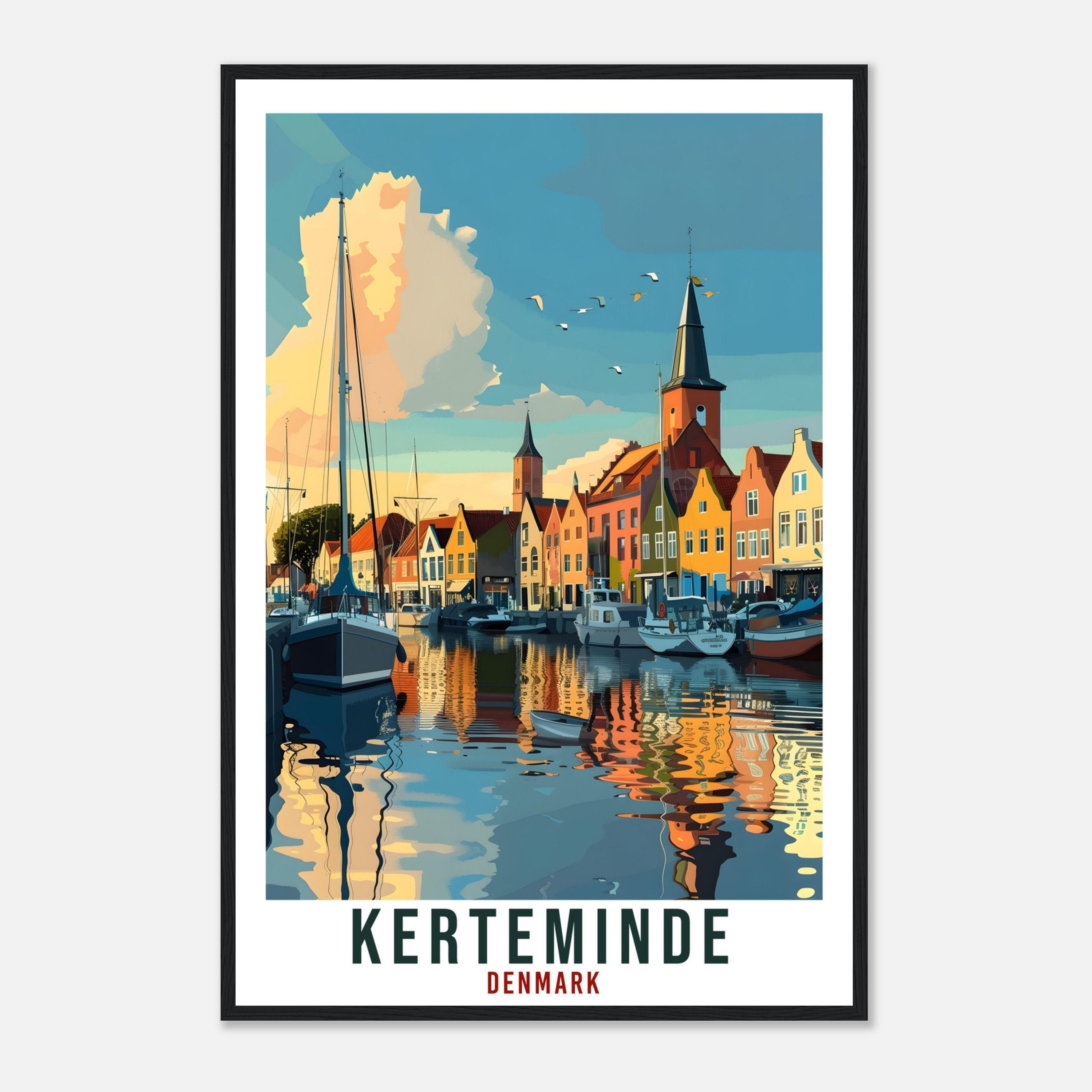Kerteminde Travel Print Denmark Wall Art Wall Hanging Home Living Décor Kerteminde Gift Art Lovers Denmark Artwork Gift Danish Travel Poster