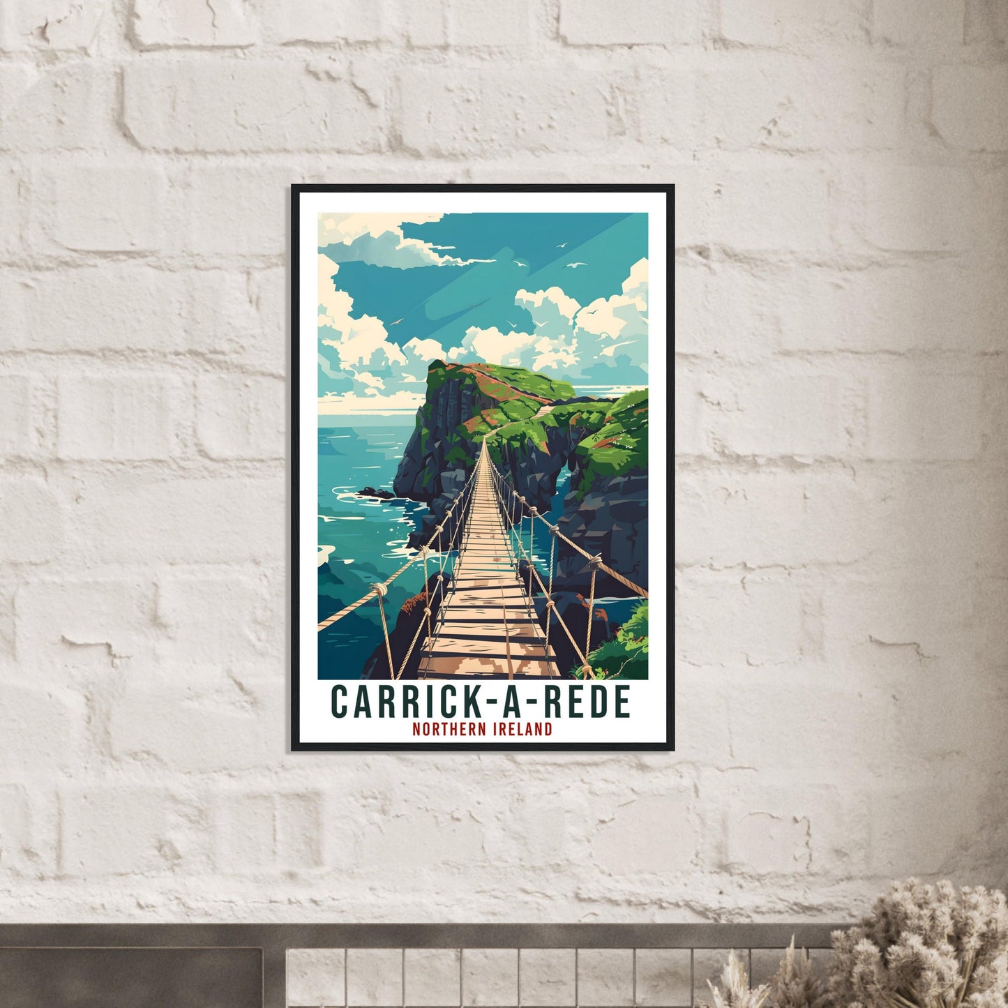 Carrick-A-Rede Travel Print Ireland Wall Art Wall Hanging Ballintoy County Antrim Art Gift Artwork Gift North Coast Northern Ireland Poster