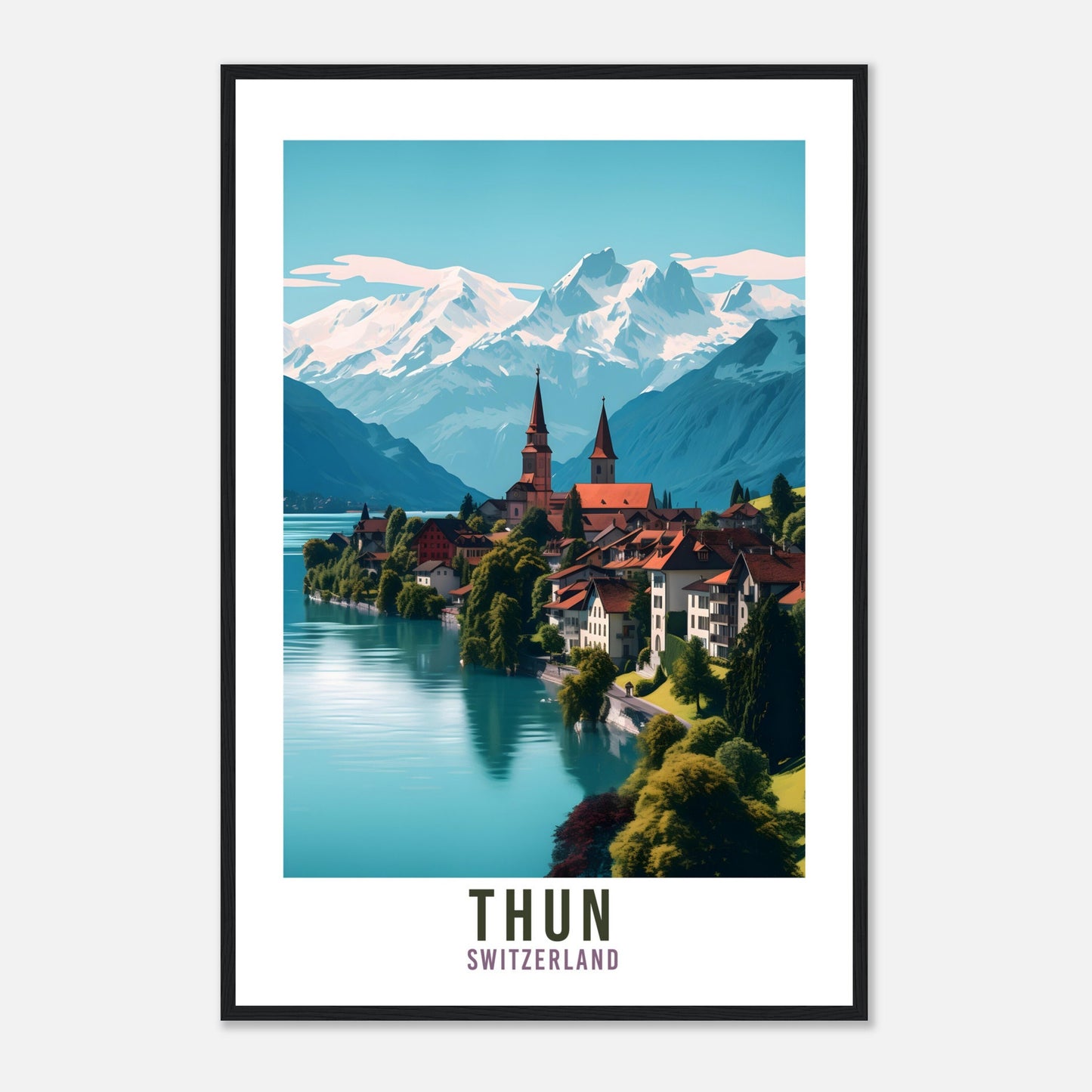 Thun Travel Print Wall Art Thun Switzerland Travel Gift Holiday Thun Art Print Thun Travel Poster Swiss Landscape Switzerland Travel Art