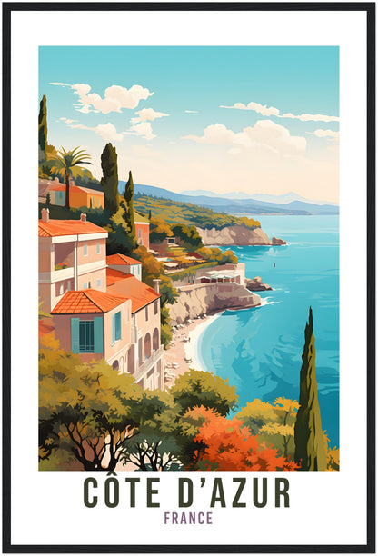 Côte D'azur Travel Print France Wall Art Côte D'azur Wall Hanging Home Décor France Gift Art Lovers French Art Lover Gift Côte D'azur Print