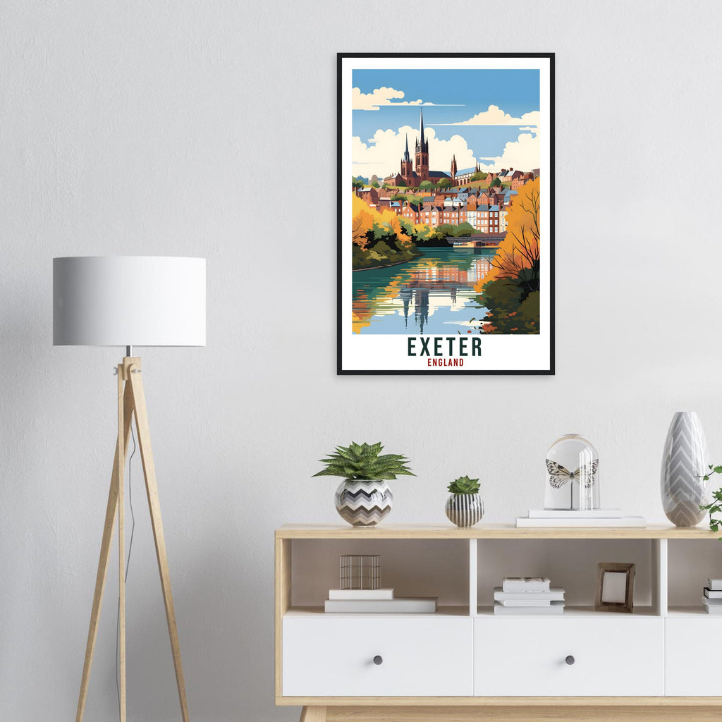 Exeter Travel Print English Wall Art Home Decor Wall Hanging Travel Art Gift Exeter Travel Poster England Landscape Artwork Art Lover Gift