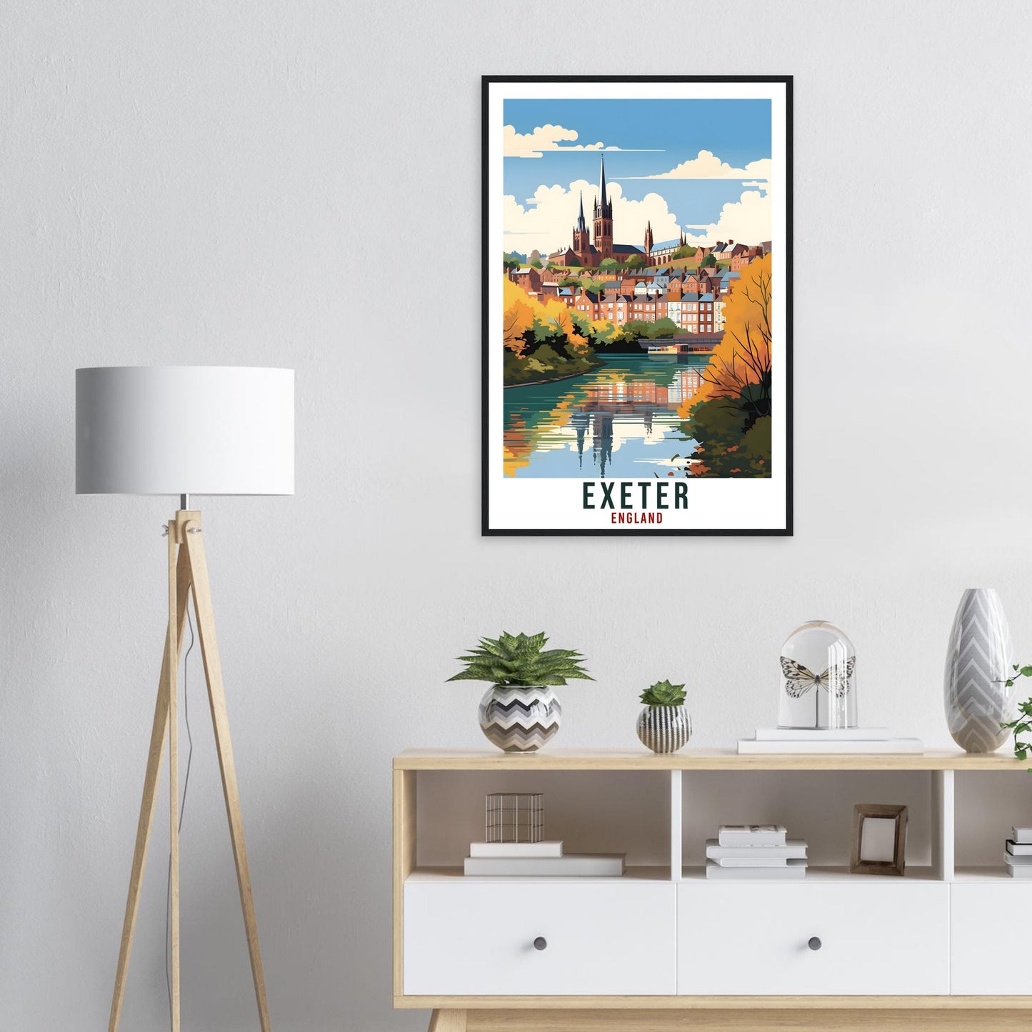 Exeter Travel Print English Wall Art Home Decor Wall Hanging Travel Art Gift Exeter Travel Poster England Landscape Artwork Art Lover Gift