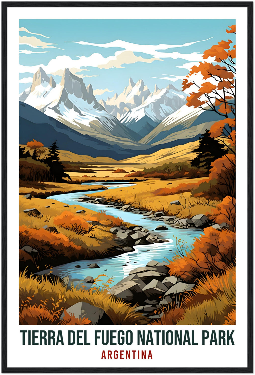 Tierra Del Fuego Travel Print Wall Art Argentina National Park Artwork Art Gifts Tierra Del Fuego Travel Poster Argentinian Art Lovers Gift