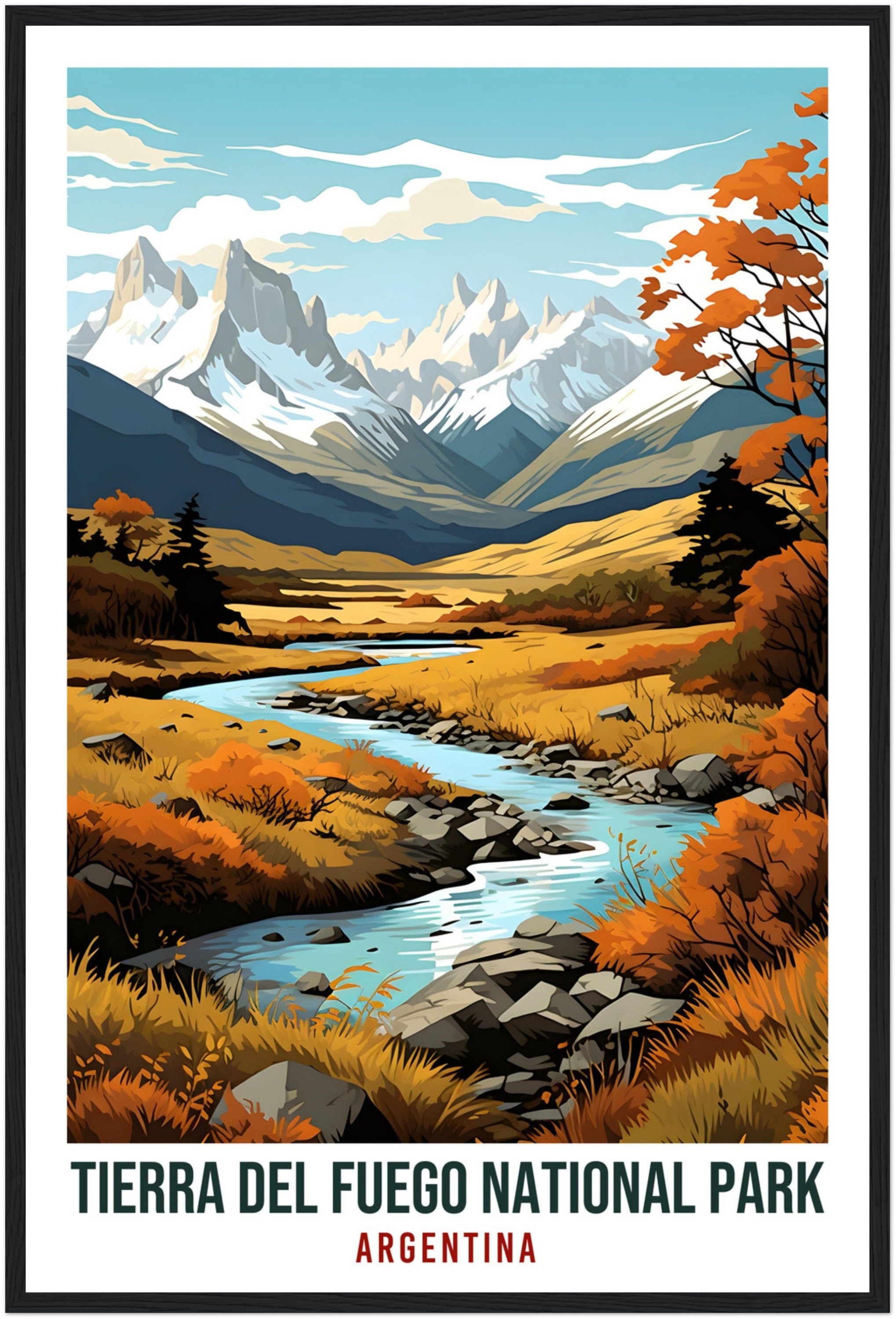 Tierra Del Fuego Travel Print Wall Art Argentina National Park Artwork Art Gifts Tierra Del Fuego Travel Poster Argentinian Art Lovers Gift