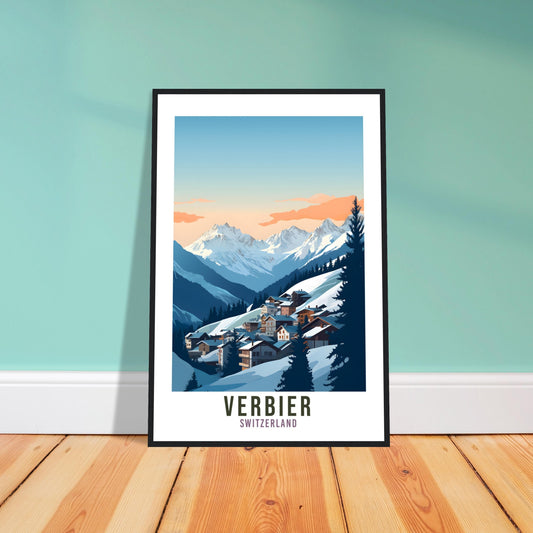 Verbier Travel Print Wall Art Verbier Home Decor Switzerland Gift Holiday Verbier Art Print Verbier Travel Poster Swiss Mountain Landscape