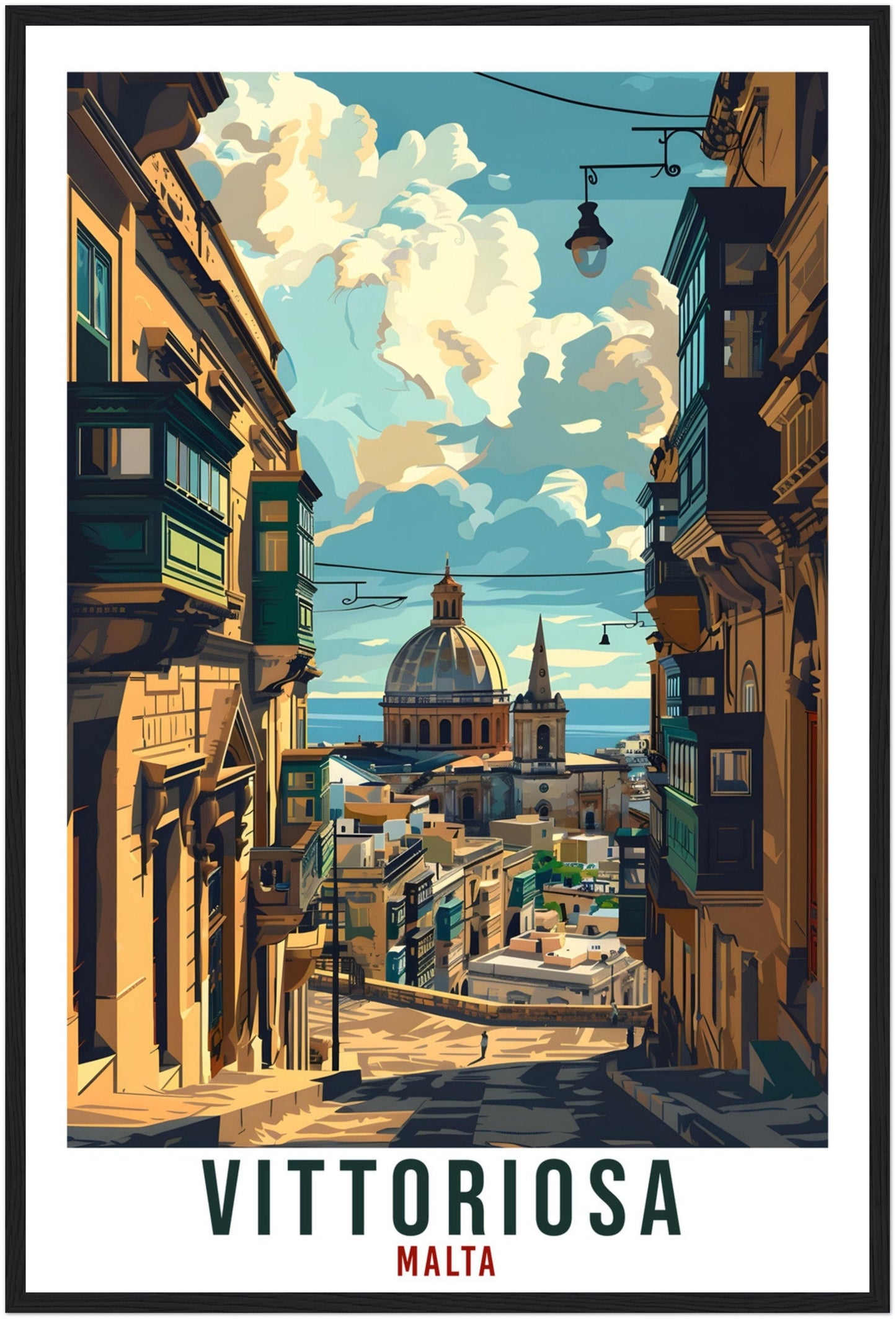 Vittoriosa Travel Print Malta Wall Art Wall Hanging Home Living Décor Vittoriosa Gift Art Lovers Gift Malta Artwork Gift Malta Travel Poster