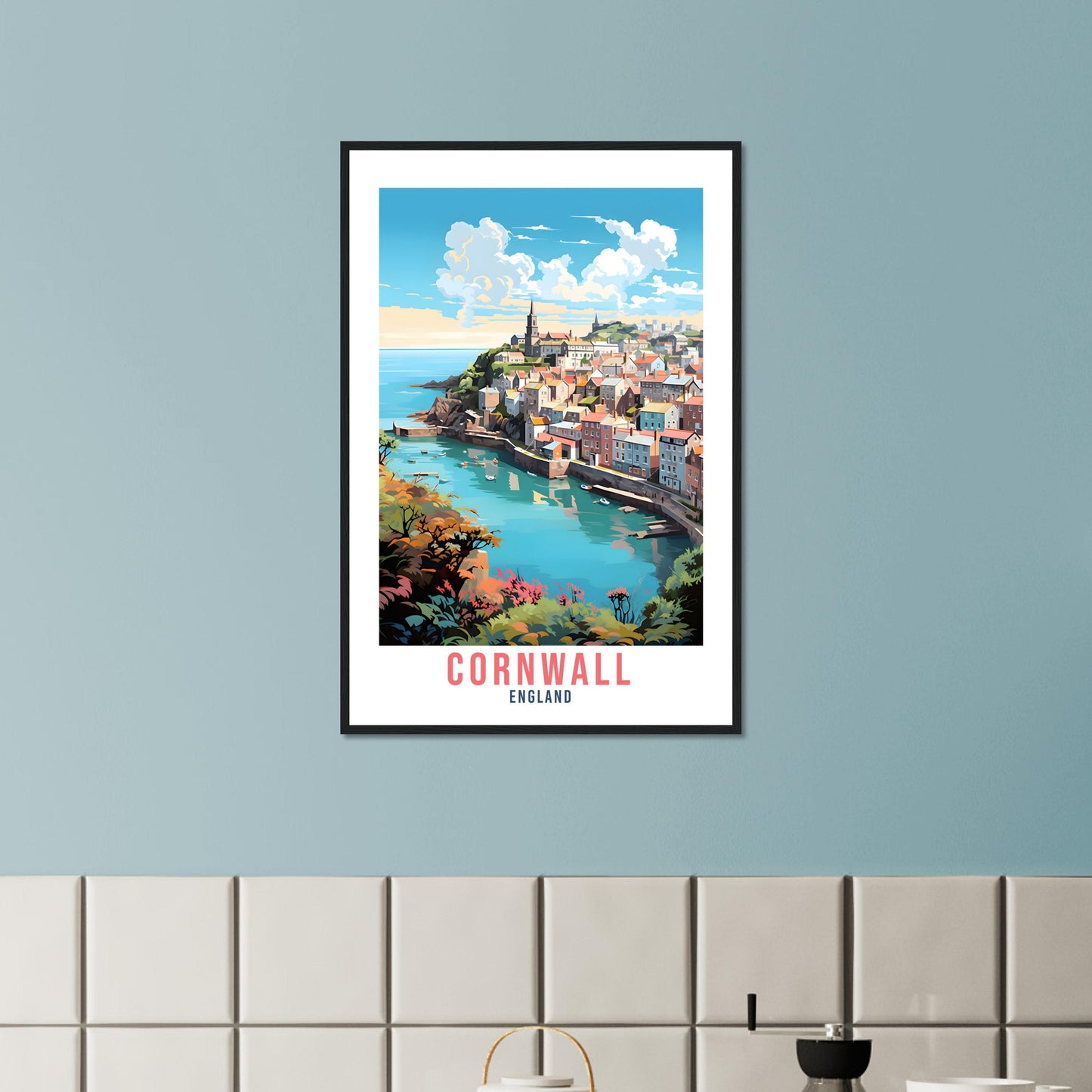 Cornwall Travel Print Cornwall Seaside Home Decor Coastal Landscape England Nature Wall Hanging Cornwall Artwork Gift Cornwall Travel Poster