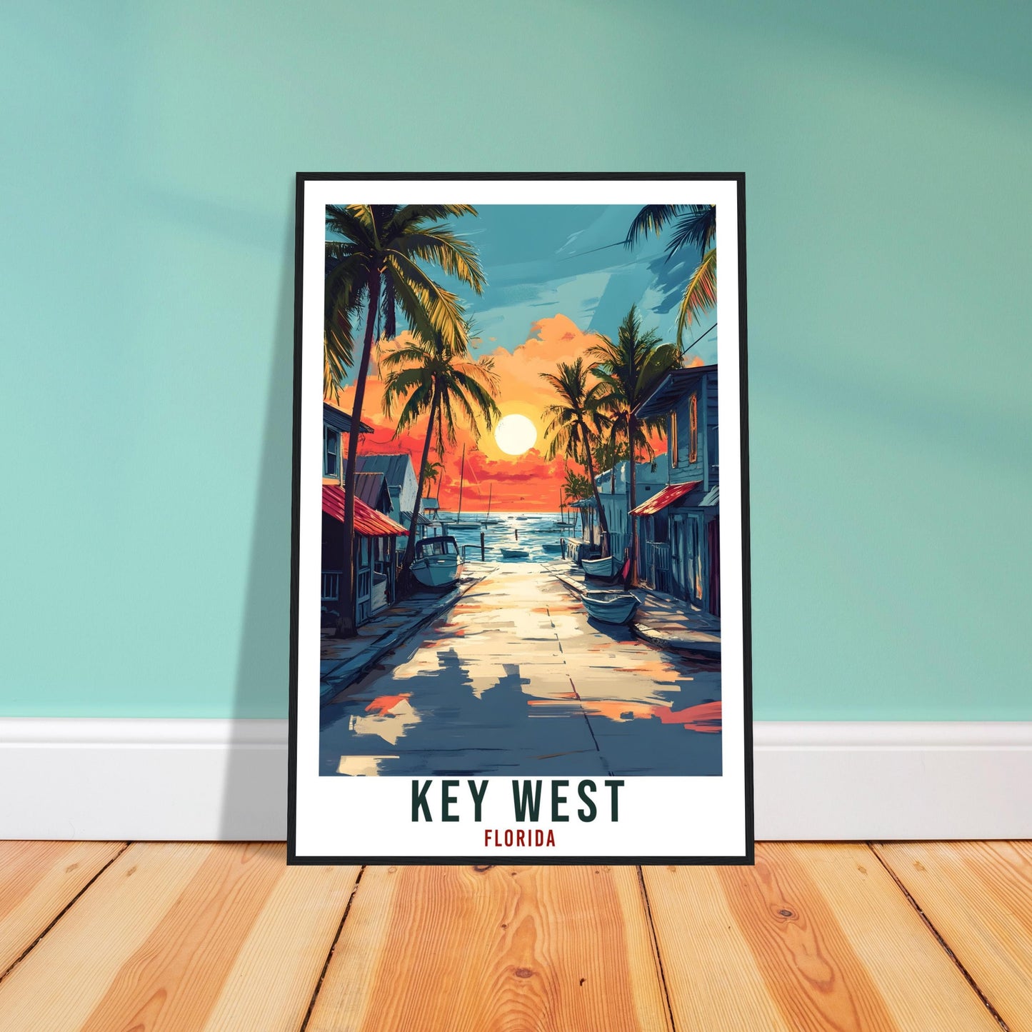 Key West Travel Print Florida United States Home Decor Wall Art Gift Wall Hanging Art Lover Florida Keys American Artwork Travel Poster USA