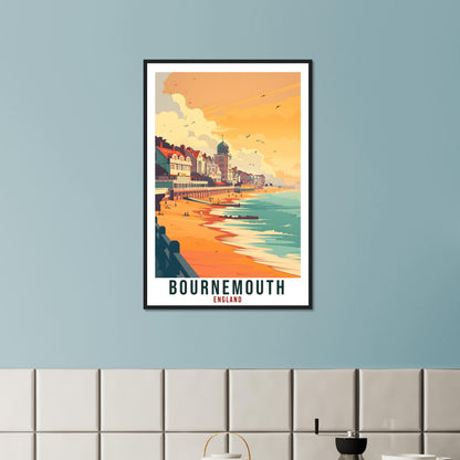 Bournemouth Travel Print Wall Art Wall Hanging Home Living Décor Art Lovers Gift UK Artwork Gift Print Bournemouth England Travel Poster
