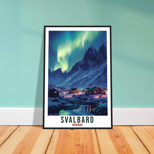 Svalbard Travel Print Winter Northern Lights Wall Art Wall Hanging Travel Art Gift Svalbard Travel Poster Norway Landscape Artwork Art Lover