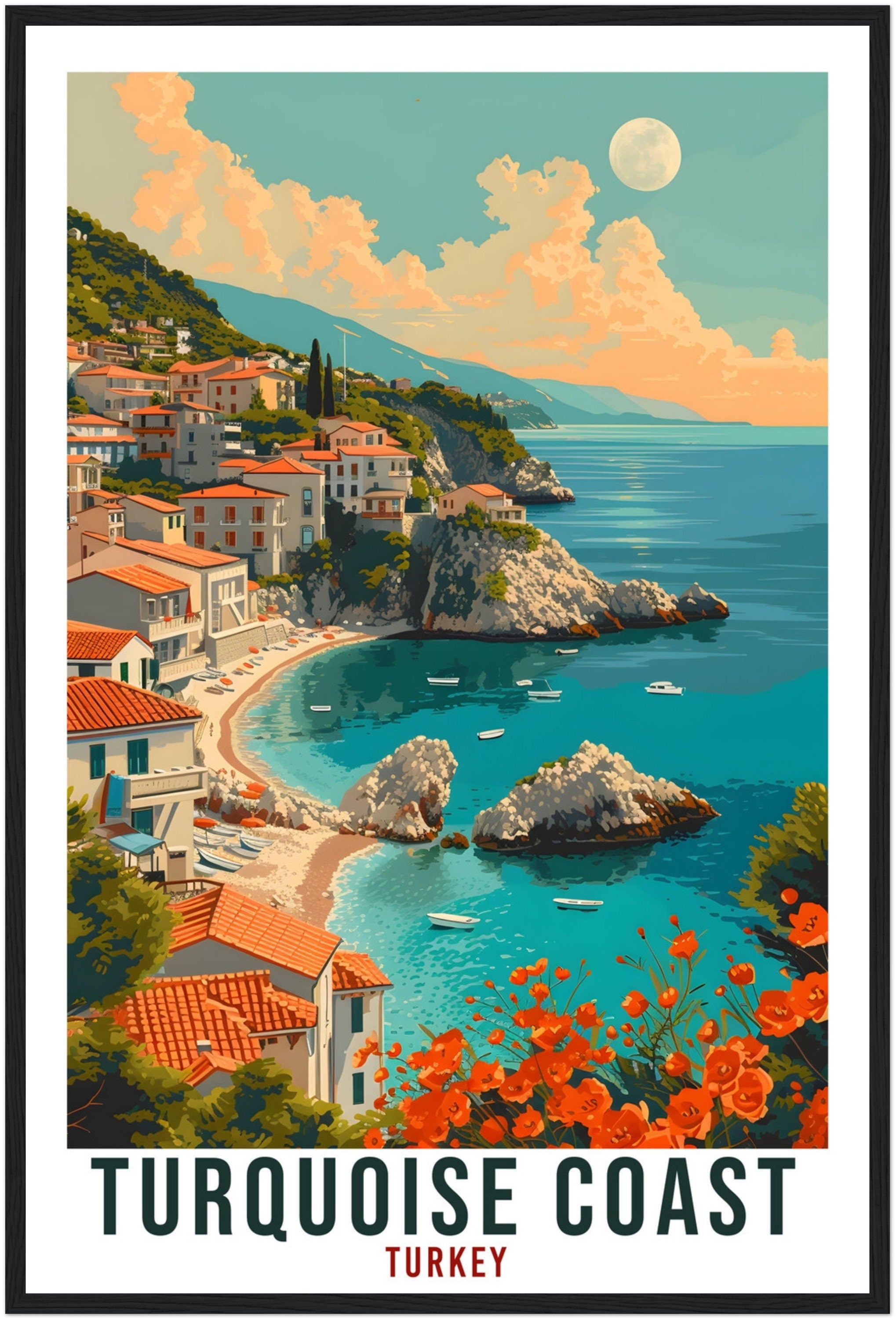 Turquoise Coast Travel Print Turkey Home Decor Turkish Wall Art Gift Wall Hanging Art Lover Turkey Artwork Turquoise Coast Travel Poster