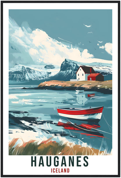 Hauganes Iceland Travel Print Wall Art Wall Hanging Home Décor Hauganes Gift Travel Art Iceland Artwork City Landscape Travel Poster