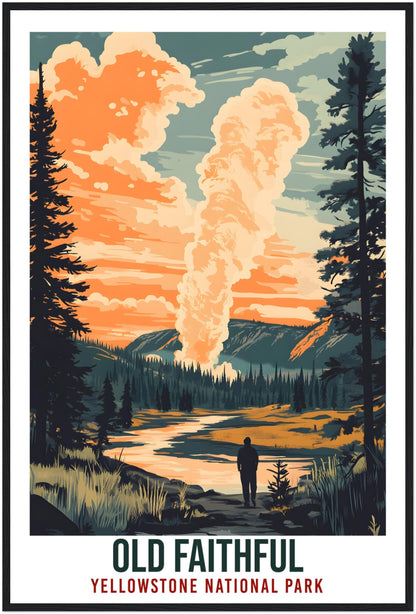 Old Faithful Yellowstone National Park USA Travel Print Wall Art Wall Hanging Décor Old Faithful Gift Travel Art USA Artwork Travel Poster
