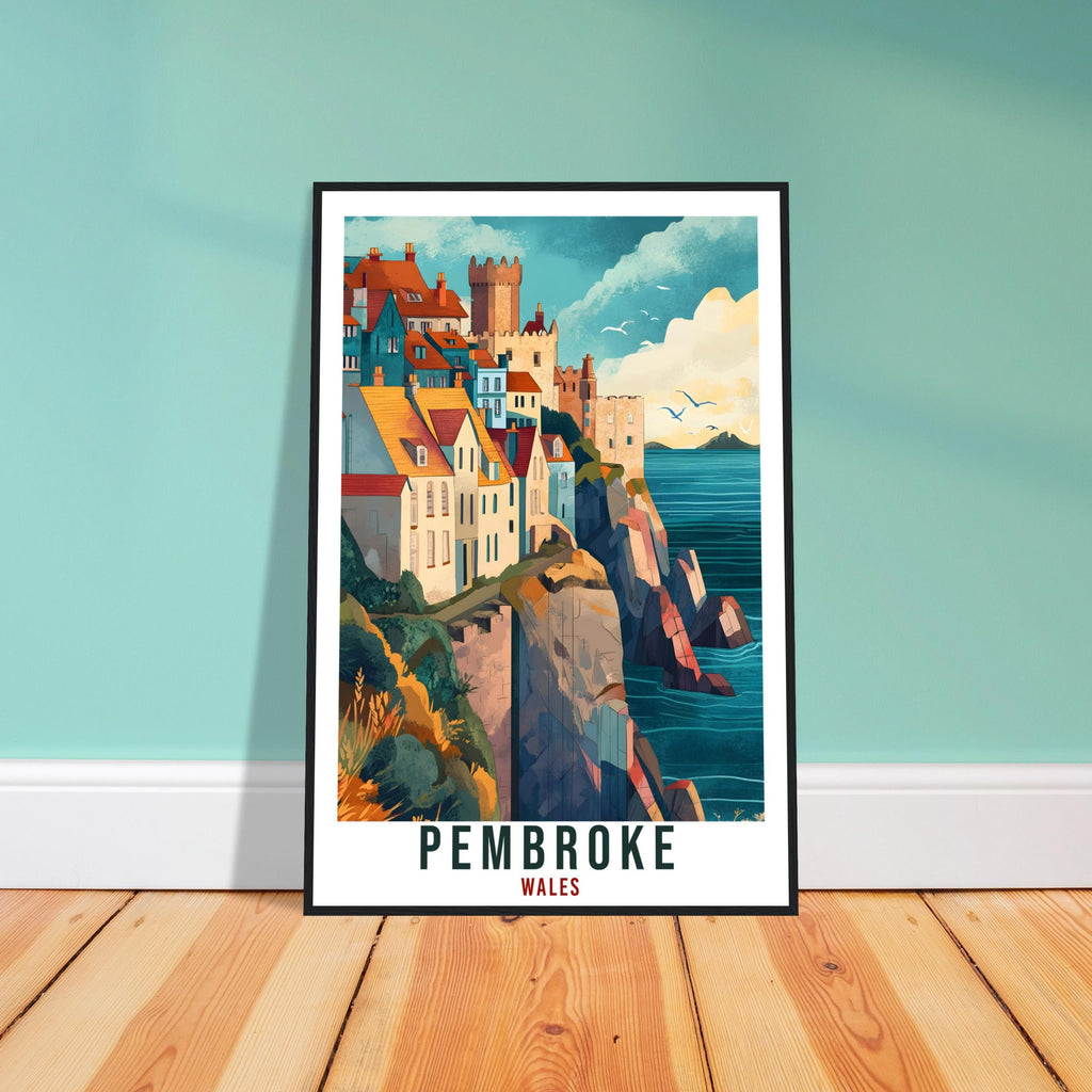 Pembroke Travel Print Wales Home Decor Pembroke Wall Art Wall Hanging Art Lover Wales Artwork Travel Poster Pembroke Travel Art Gift