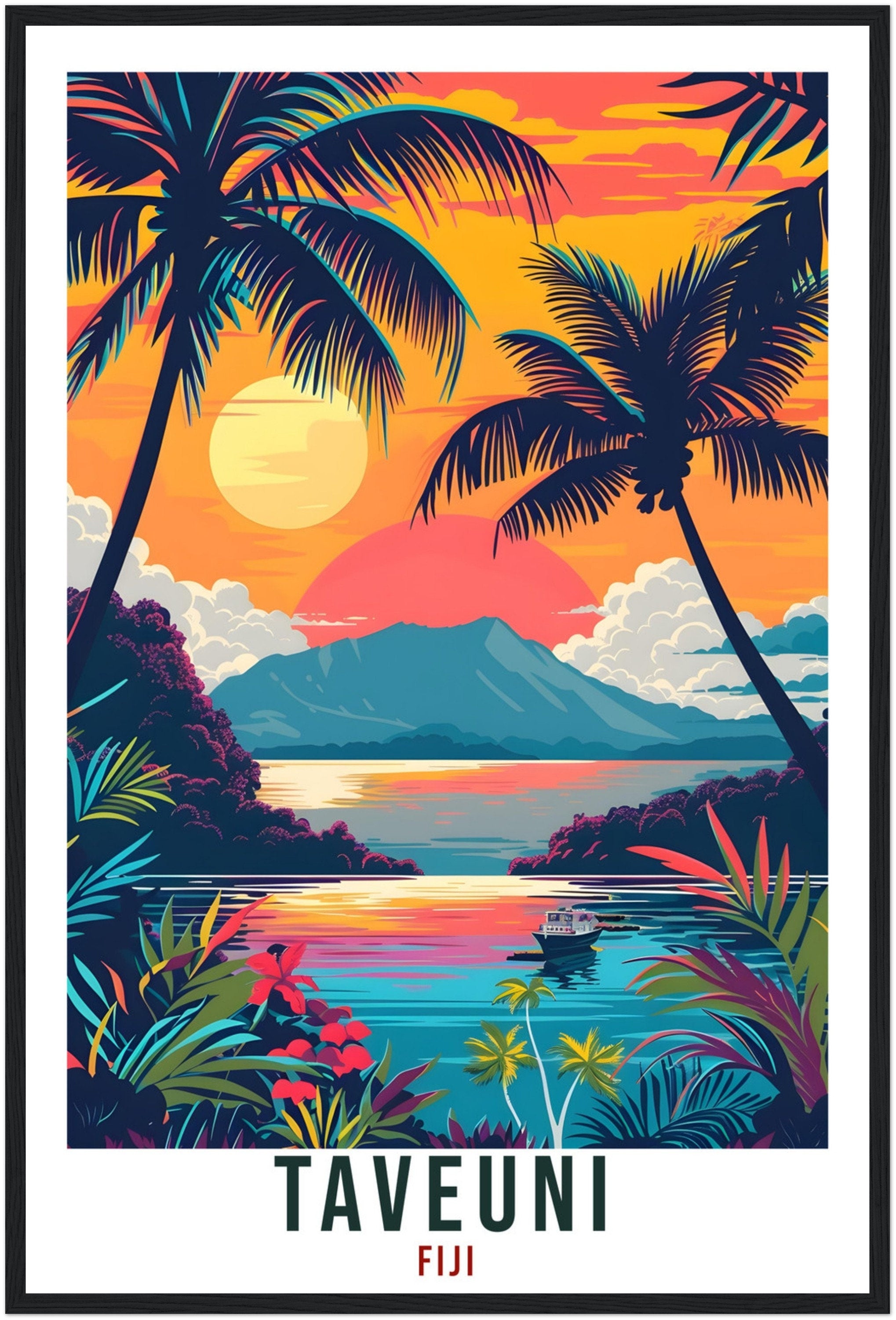 Taveuni Fiji Travel Print Fiji Wall Art Wall Hanging Home Décor Taveuni Gift Fiji Islands Landmark Artwork Travel Art Fijian Travel Poster