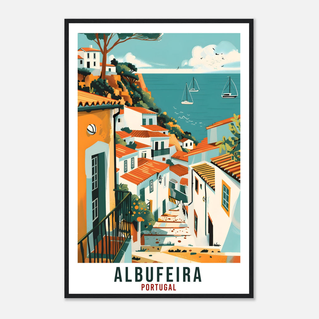 Albufeira Travel Print Portugal Wall Art Wall Hanging Home Décor Albufeira Gift Portugal Landmark Artwork Gift Portugal Travel Poster