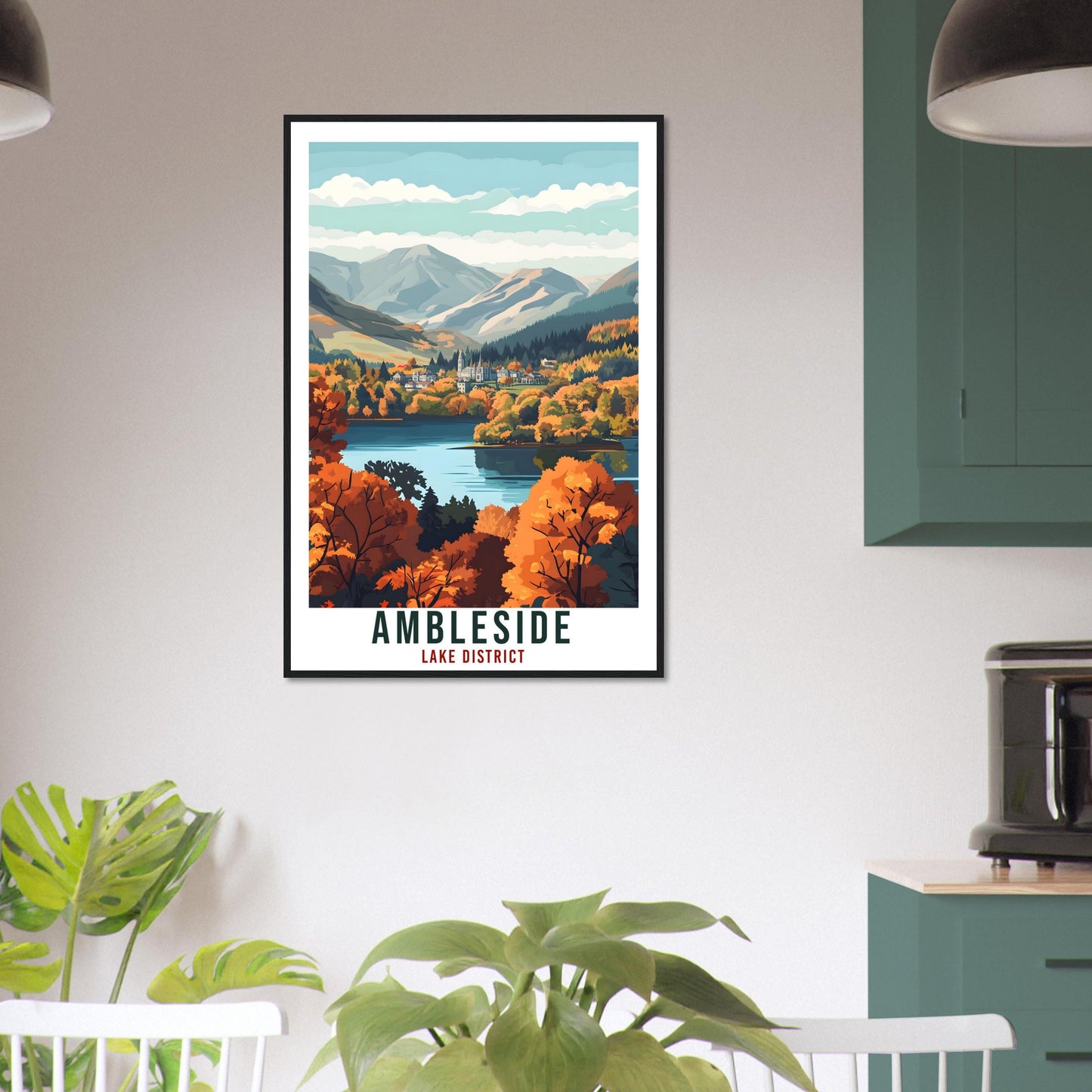 Ambleside Travel Print Lake District Home Decor Ambleside Wall Art Wall Hanging Art Lover Lake District Artwork Travel Poster Cumbria Travel