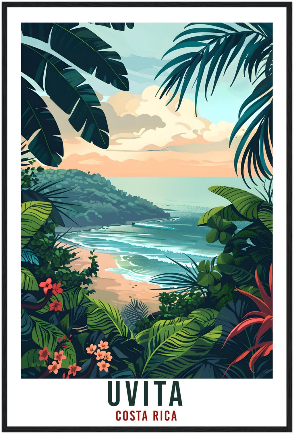 Uvita Costa Rica Travel Print Wall Art Wall Hanging Home Décor Uvita Wall Art Gift Landmark Artwork Travel Art Costa Rica City Travel Poster
