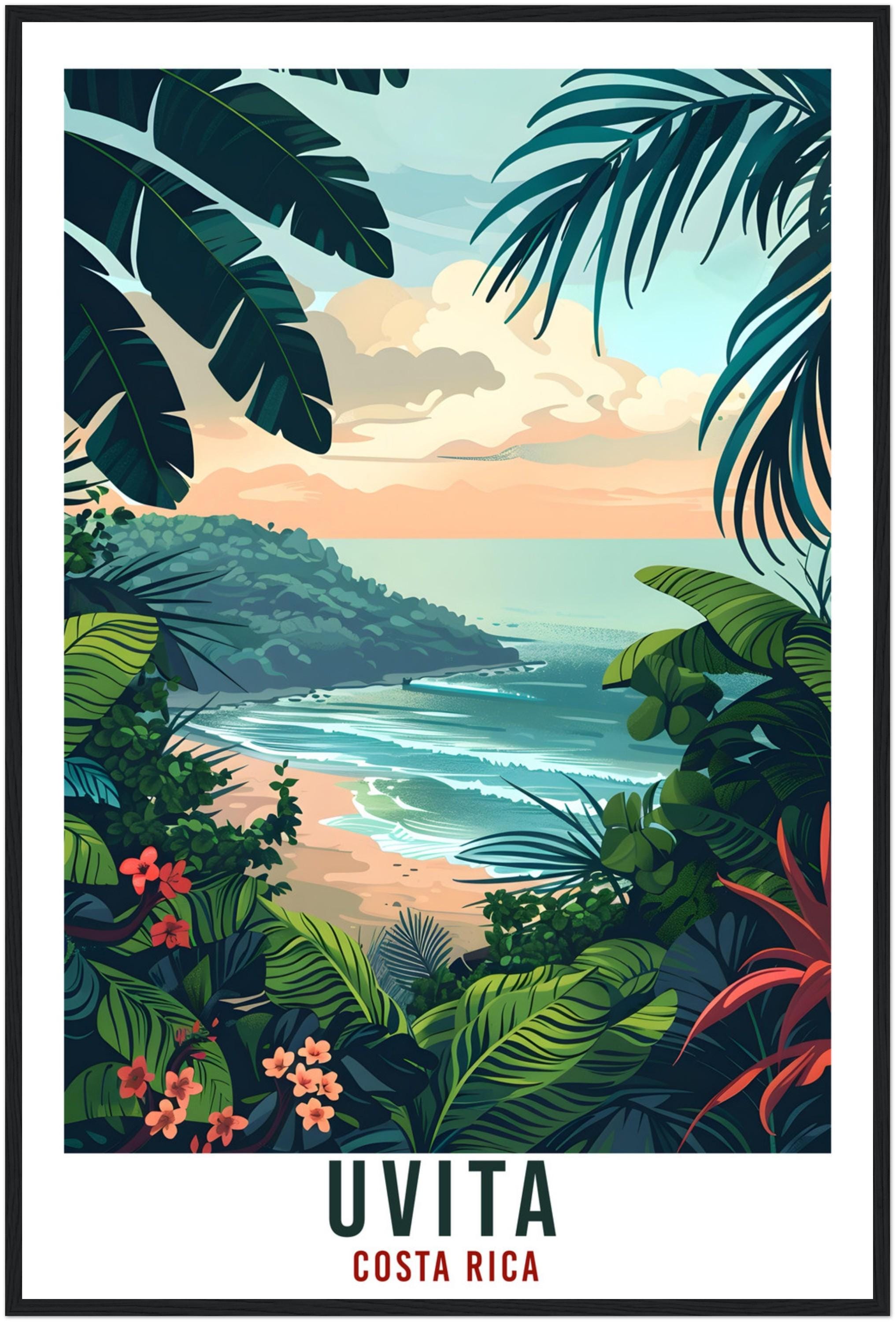 Uvita Costa Rica Travel Print Wall Art Wall Hanging Home Décor Uvita Wall Art Gift Landmark Artwork Travel Art Costa Rica City Travel Poster