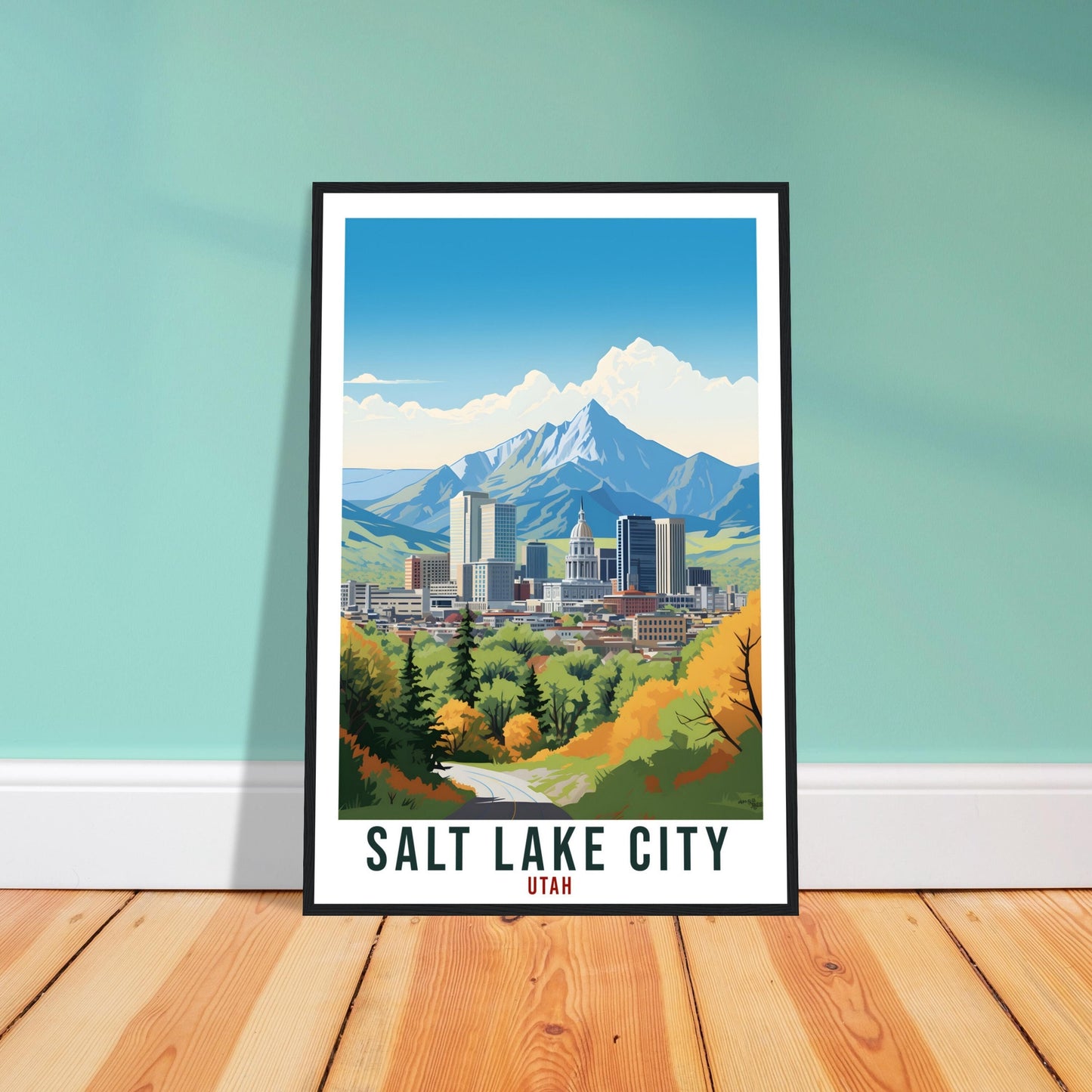 Salt Lake City Travel Poster Utah Home Decor USA City Wall Art Gift Wall Hanging Art Lover Utah Artwork Salt Lake City Skyline Travel Print