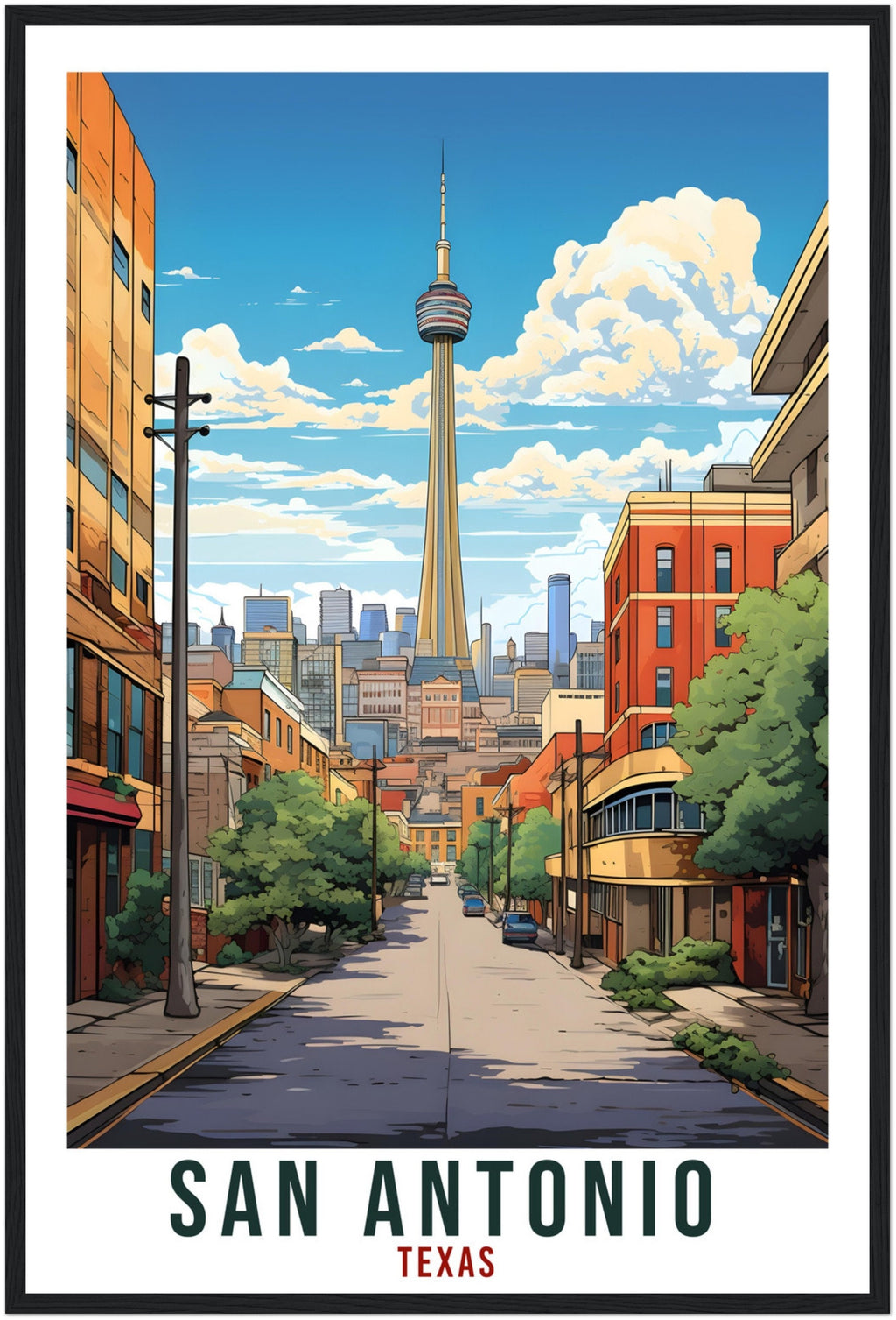 San Antonio Travel Print Texas Home Decoration USA City Wall Art Gift Wall Hanging Art Lover Texas Artwork San Antonio Skyline Travel Poster
