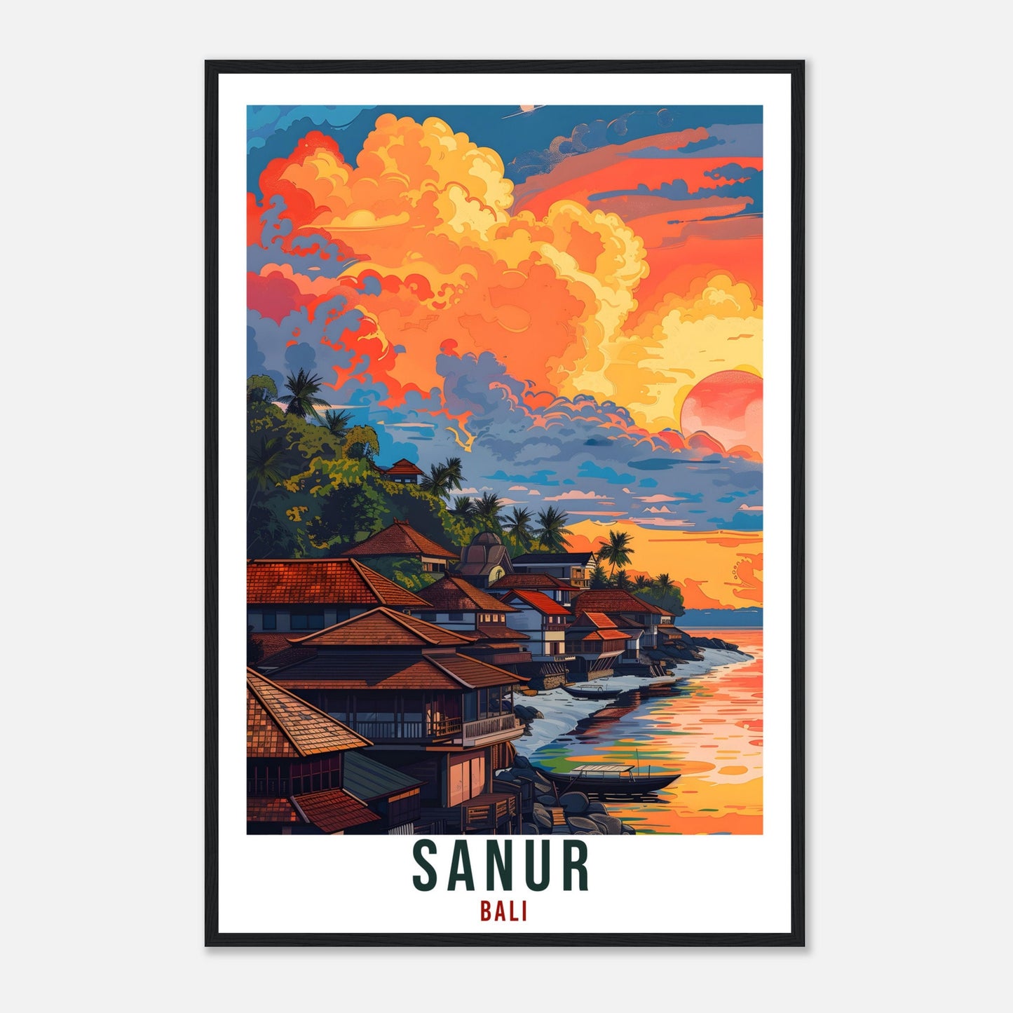 Sanur Bali Travel Print Bali Wall Art Indonesia Wall Hanging Home Décor Sanur Gift Landmark Artwork Travel Art Indonesia Sanur Travel Poster