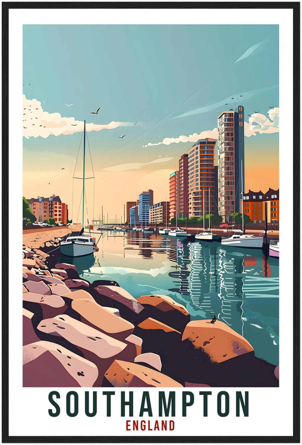 Southampton Travel Print Wall Art Wall Hanging Home Living Décor Southampton Gift Art Lovers UK Artwork Gift Print English Travel Poster