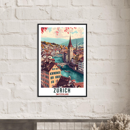 Zurich Travel Print Wall Art Zurich Switzerland Wall Hanging Artwork Zurich Art Gifts Zurich Travel Poster Switzerland Art Lovers Gift